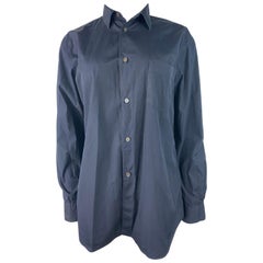 Comme des Garcons Blusa de algodón azul marino con botones, Talla grande 