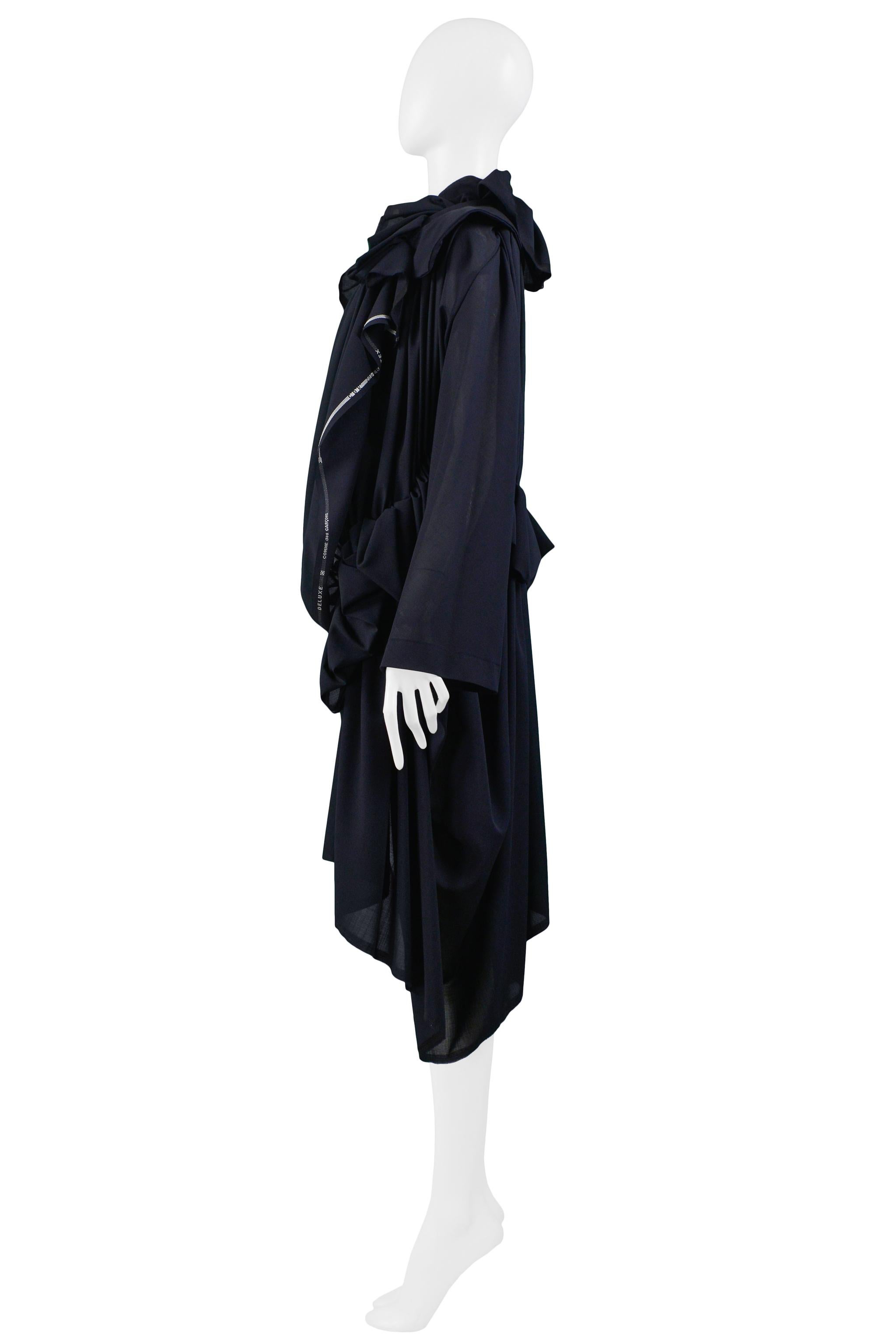 Black Comme Des Garcons Navy Deconstructed Selvedge Coat 2005 For Sale