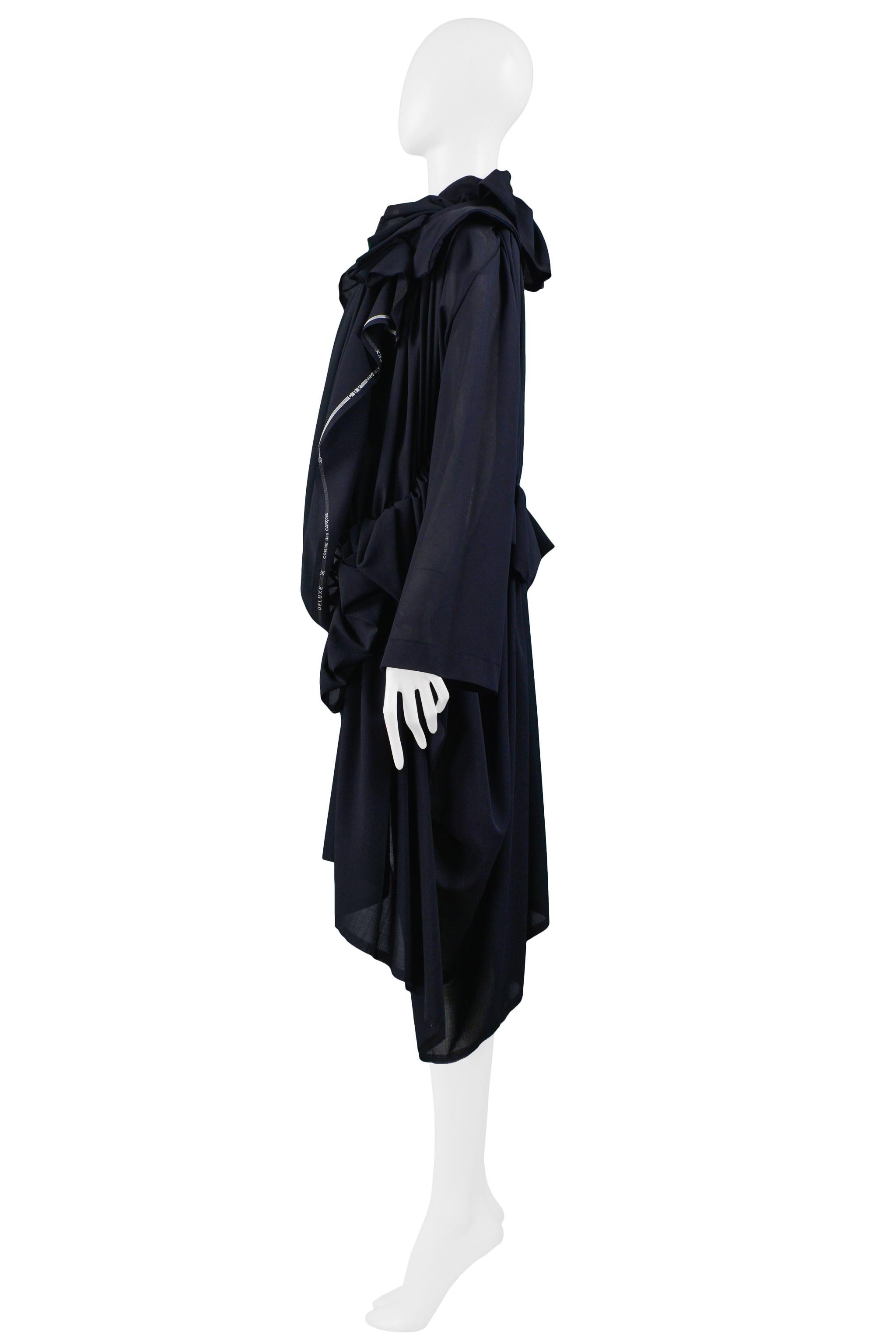 Black Comme Des Garcons Navy Deconstructed Selvedge Coat 2005