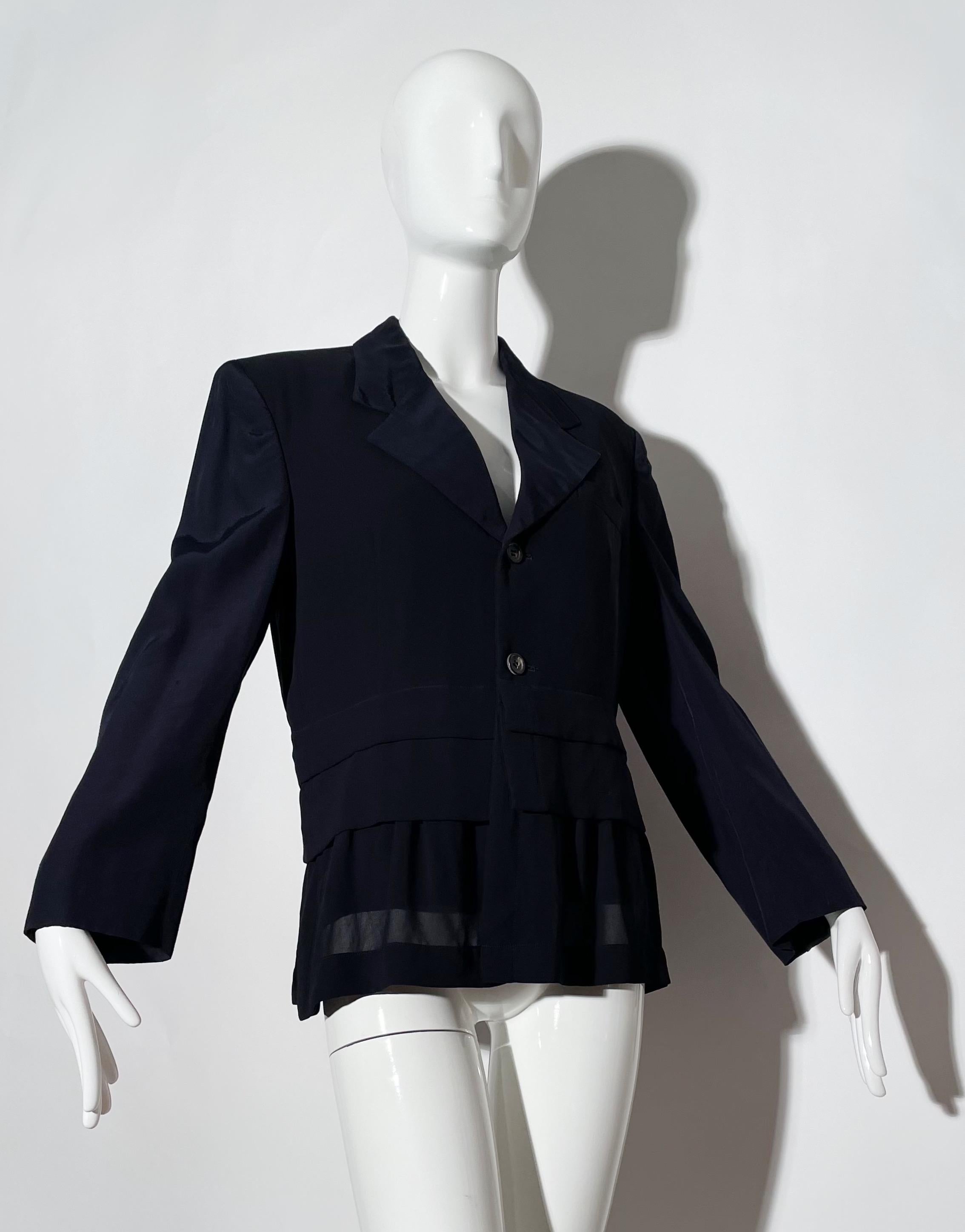 Comme des Garcons Navy Layered Blazer  In Excellent Condition For Sale In Los Angeles, CA