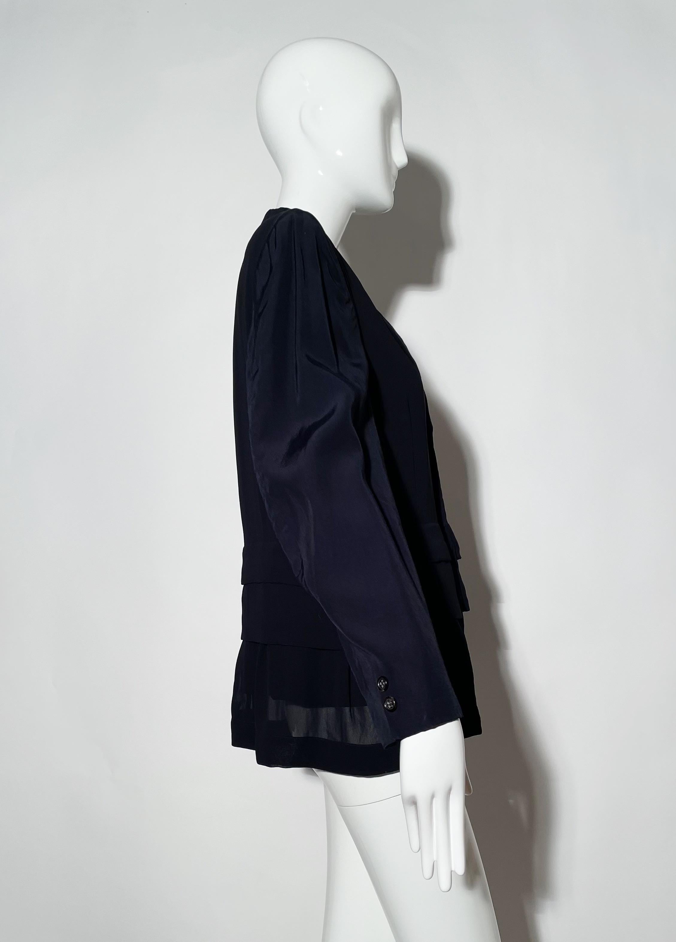 Women's Comme des Garcons Navy Layered Blazer  For Sale