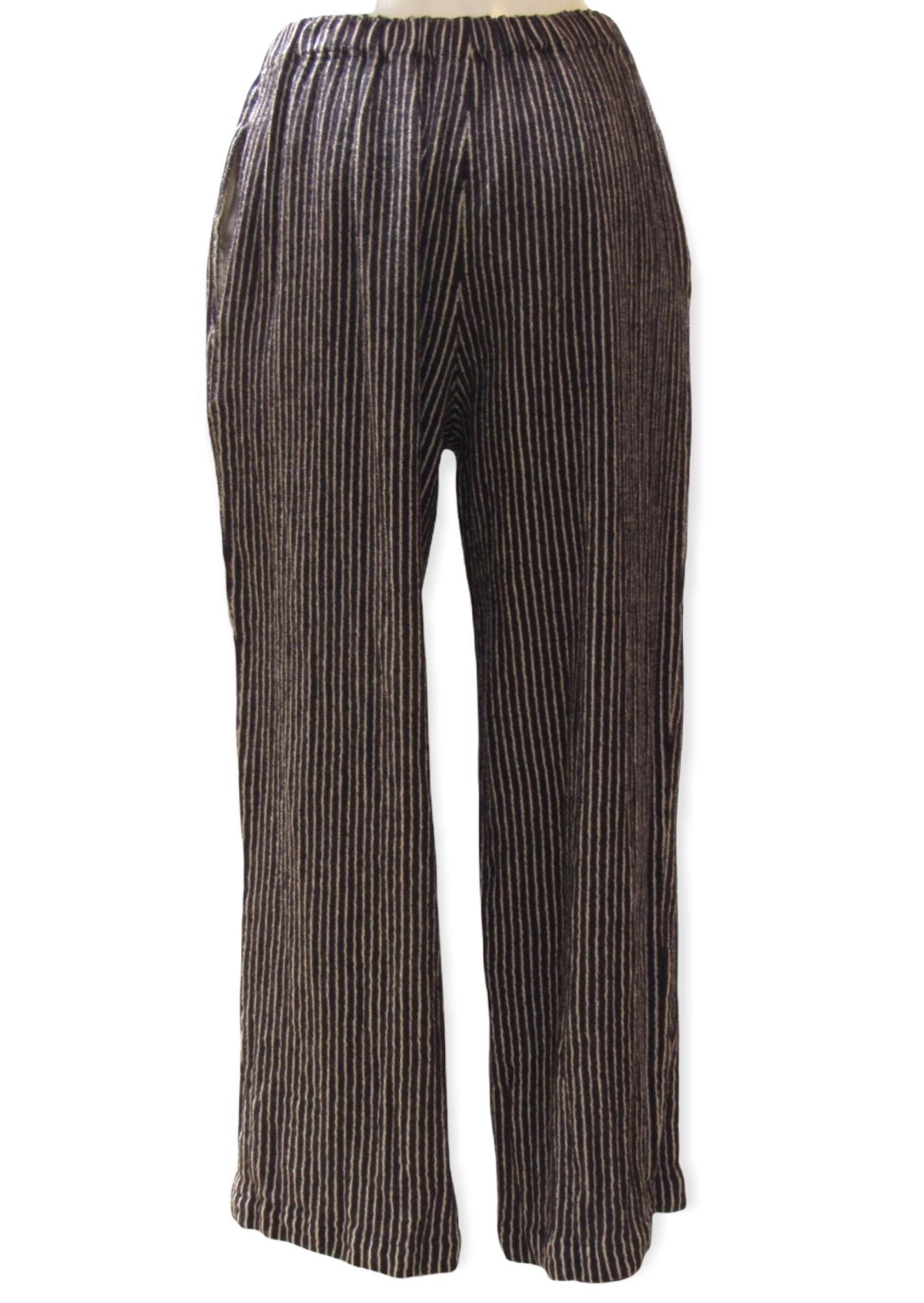 Comme des Garçons Navy Pinstriped Wide Leg Pants In New Condition For Sale In Laguna Beach, CA