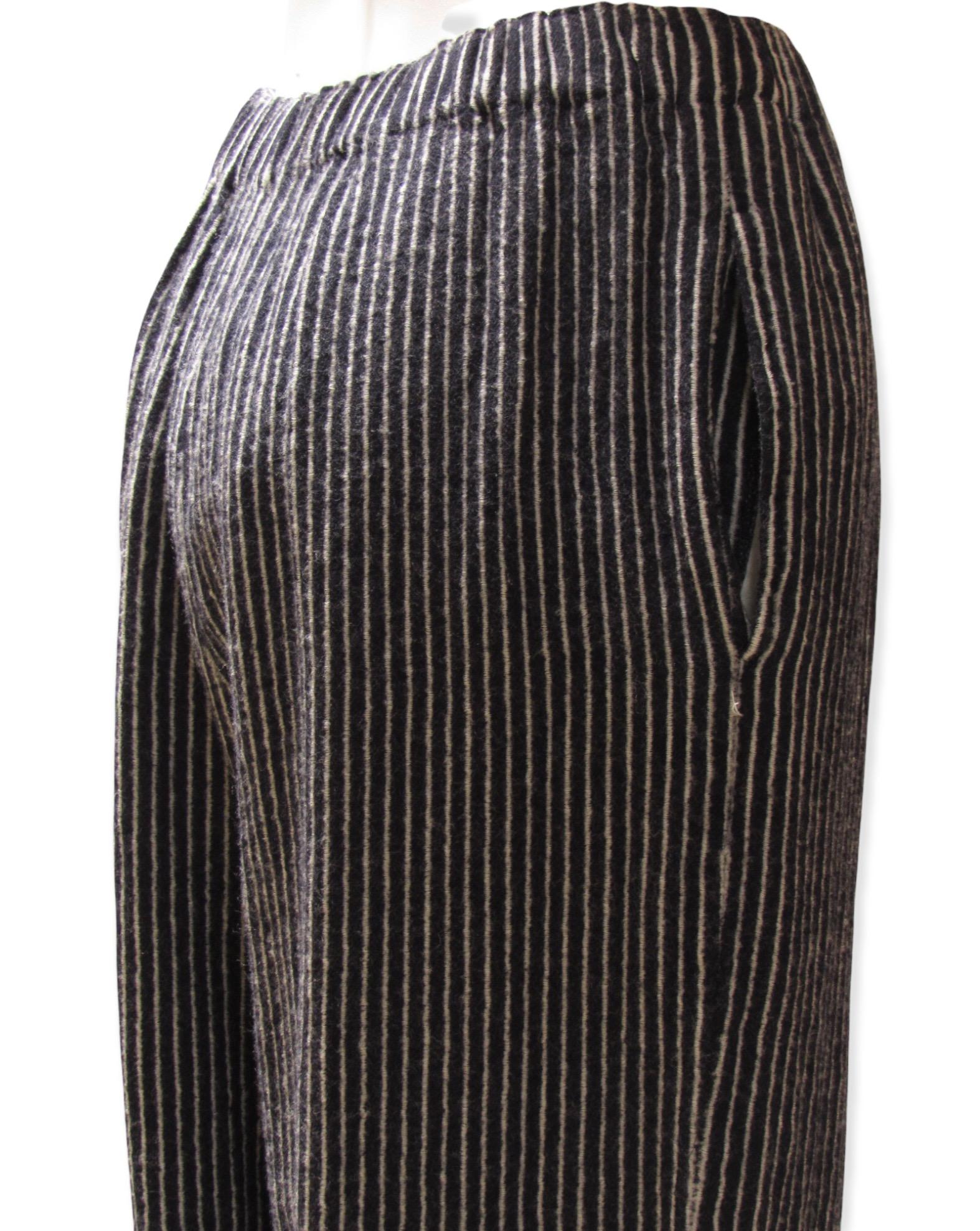 Comme des Garçons Navy Pinstriped Wide Leg Pants For Sale 2