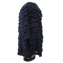 Comme des Garcons Marinefarbener mehrlagiger Rock mit Rüschen AD 2004