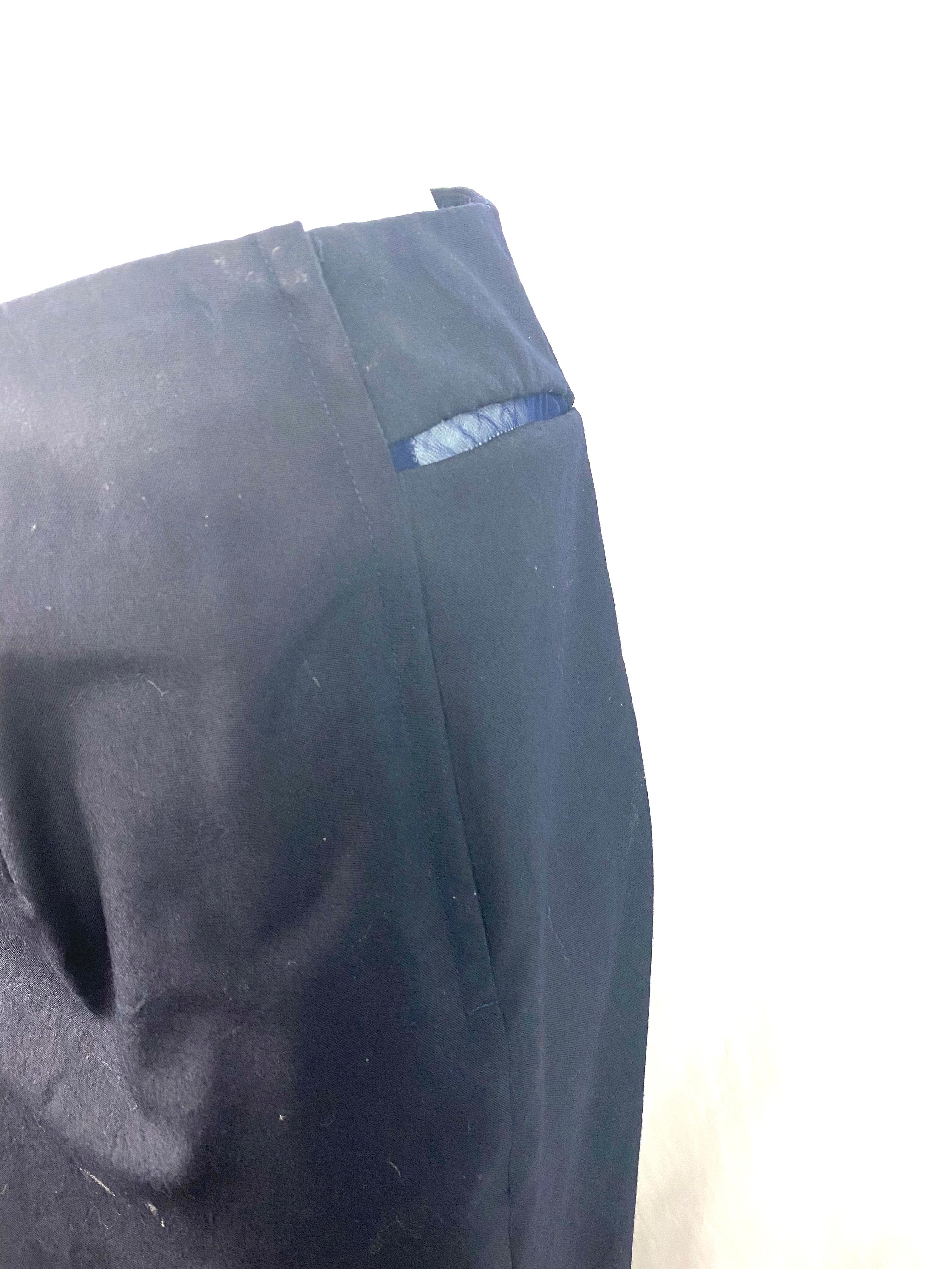Black Comme des Garcons Navy Wool Maxi Skirt, Size Medium For Sale