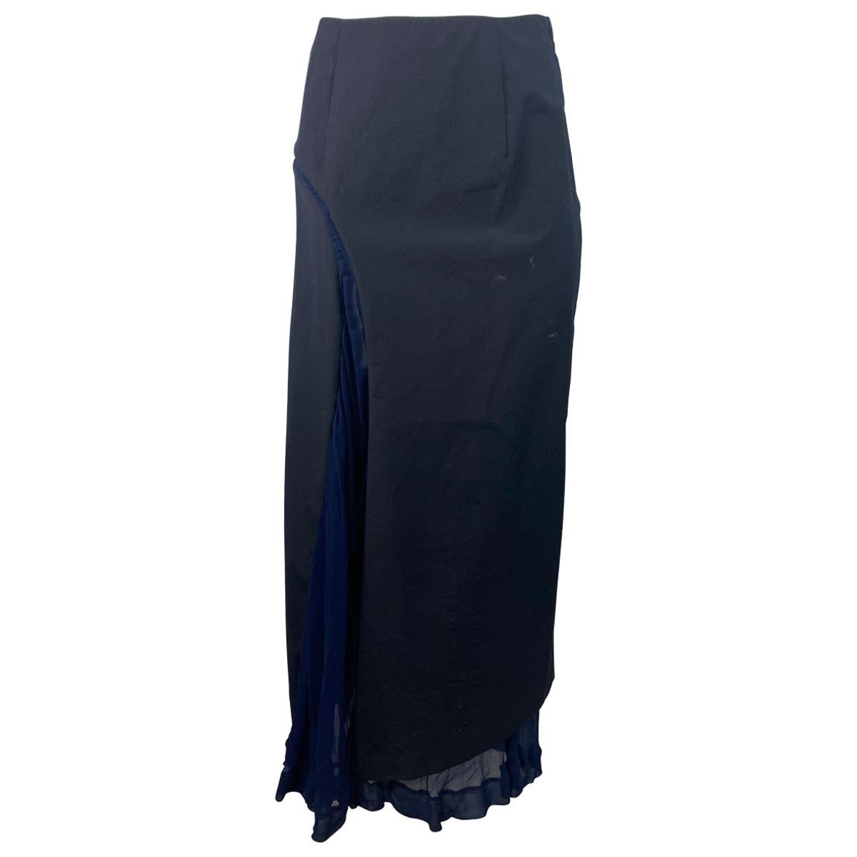 Comme des Garcons Navy Wool Maxi Skirt, Size Medium