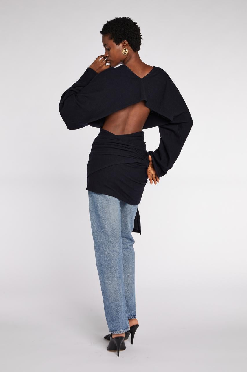 Comme des Garçons - Top cache-cœur en laine marine A/W 1983 Pour femmes en vente