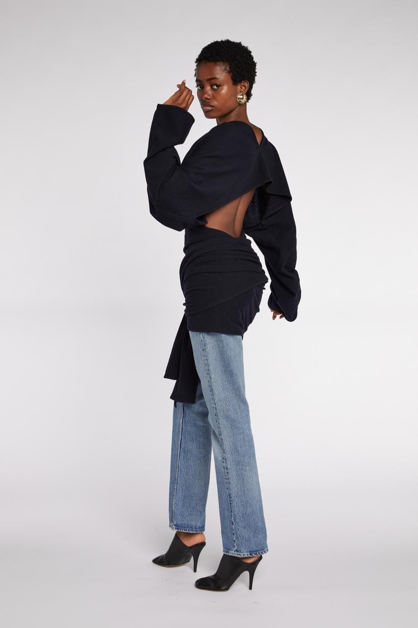 Comme des Garçons - Top cache-cœur en laine marine A/W 1983 en vente 2