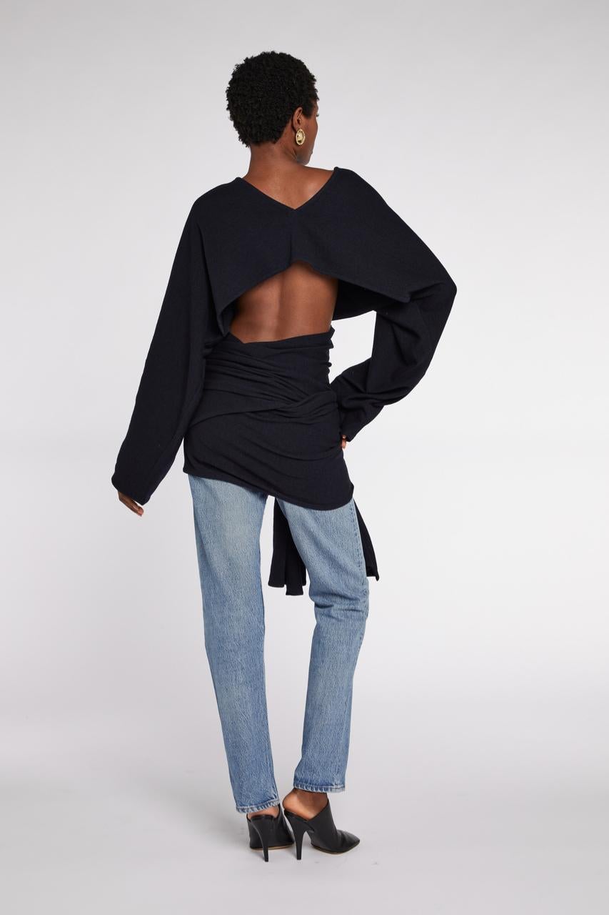 Comme des Garçons - Top cache-cœur en laine marine A/W 1983 en vente 3