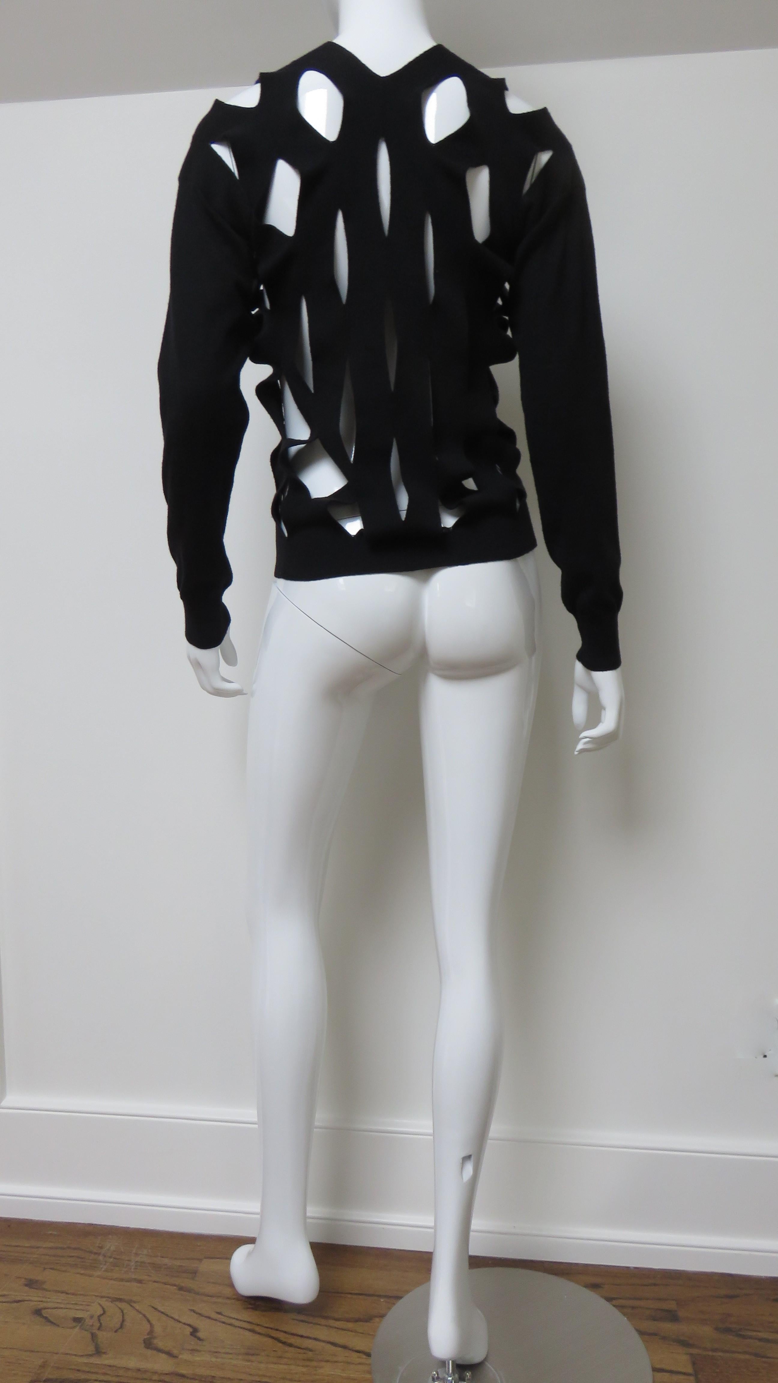 Black Comme des Garcons New Cut out Sweater For Sale