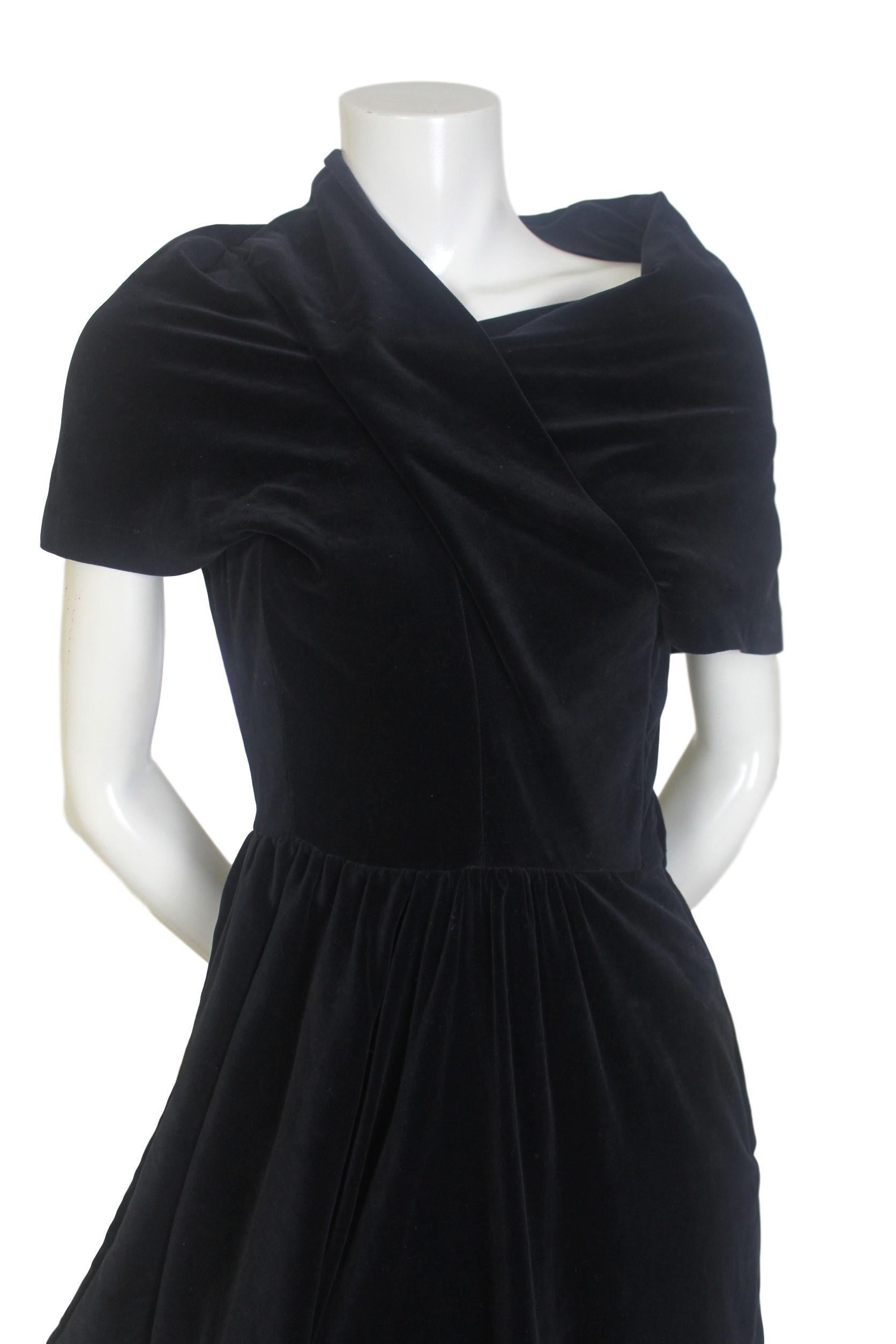 Comme des Garcons Noir Vintage  SS 1989 Dior Esque Cotton Velvet Dress  For Sale 3