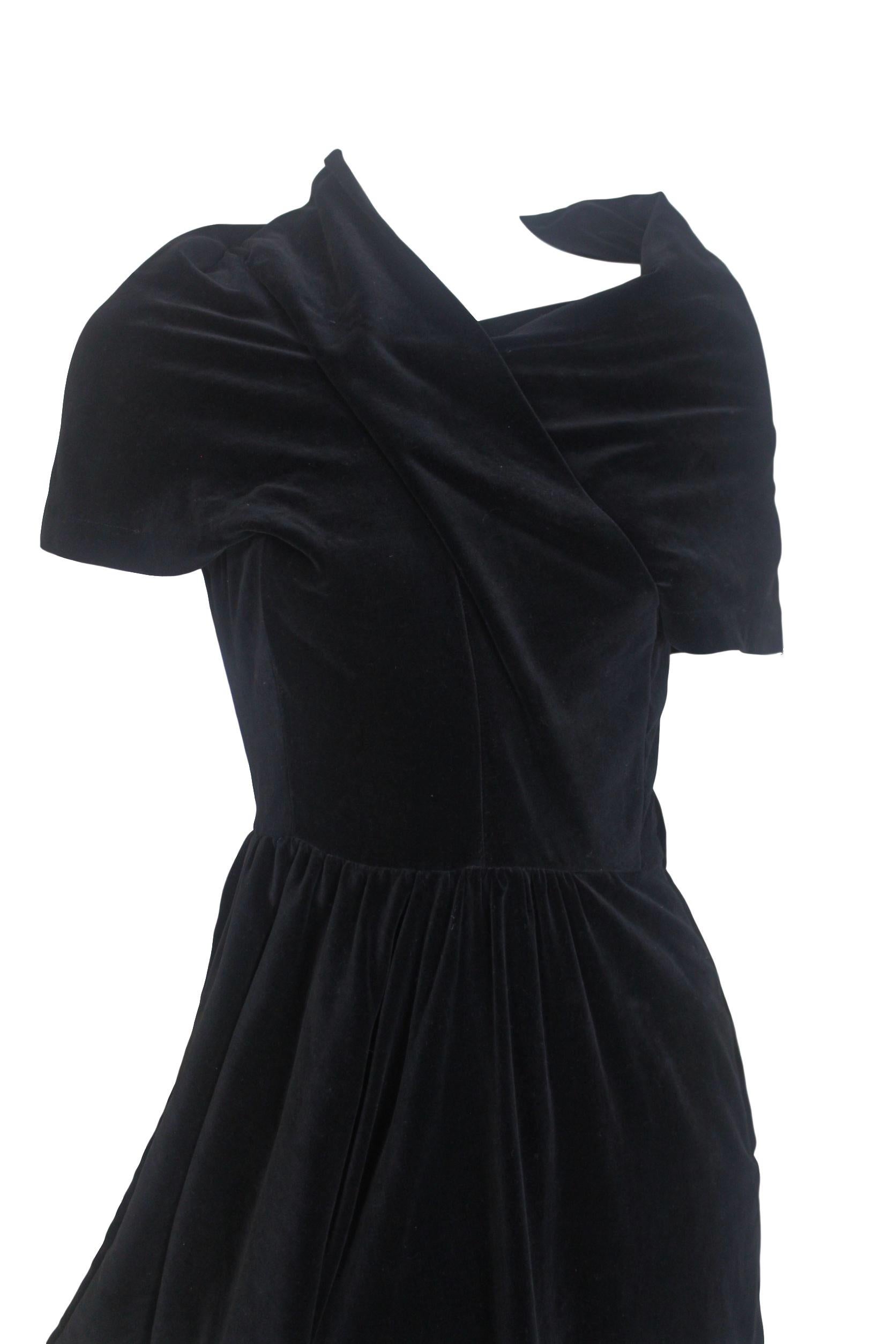 Comme des Garcons Noir Vintage  SS 1989 Dior Esque Cotton Velvet Dress  For Sale 4