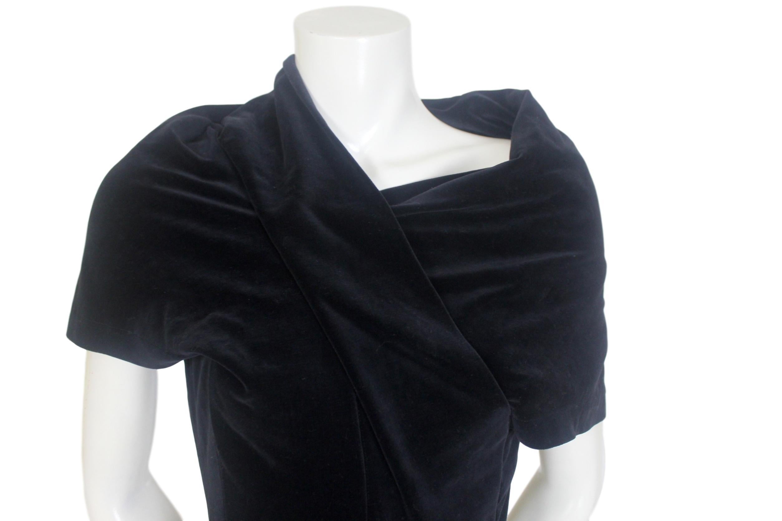 Comme des Garcons Noir Vintage  SS 1989 Dior Esque Cotton Velvet Dress  For Sale 5