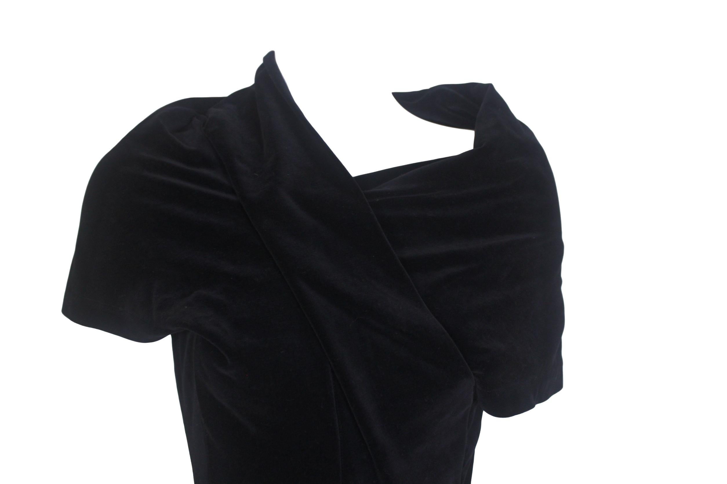 Comme des Garcons Noir Vintage  SS 1989 Dior Esque Cotton Velvet Dress  For Sale 6