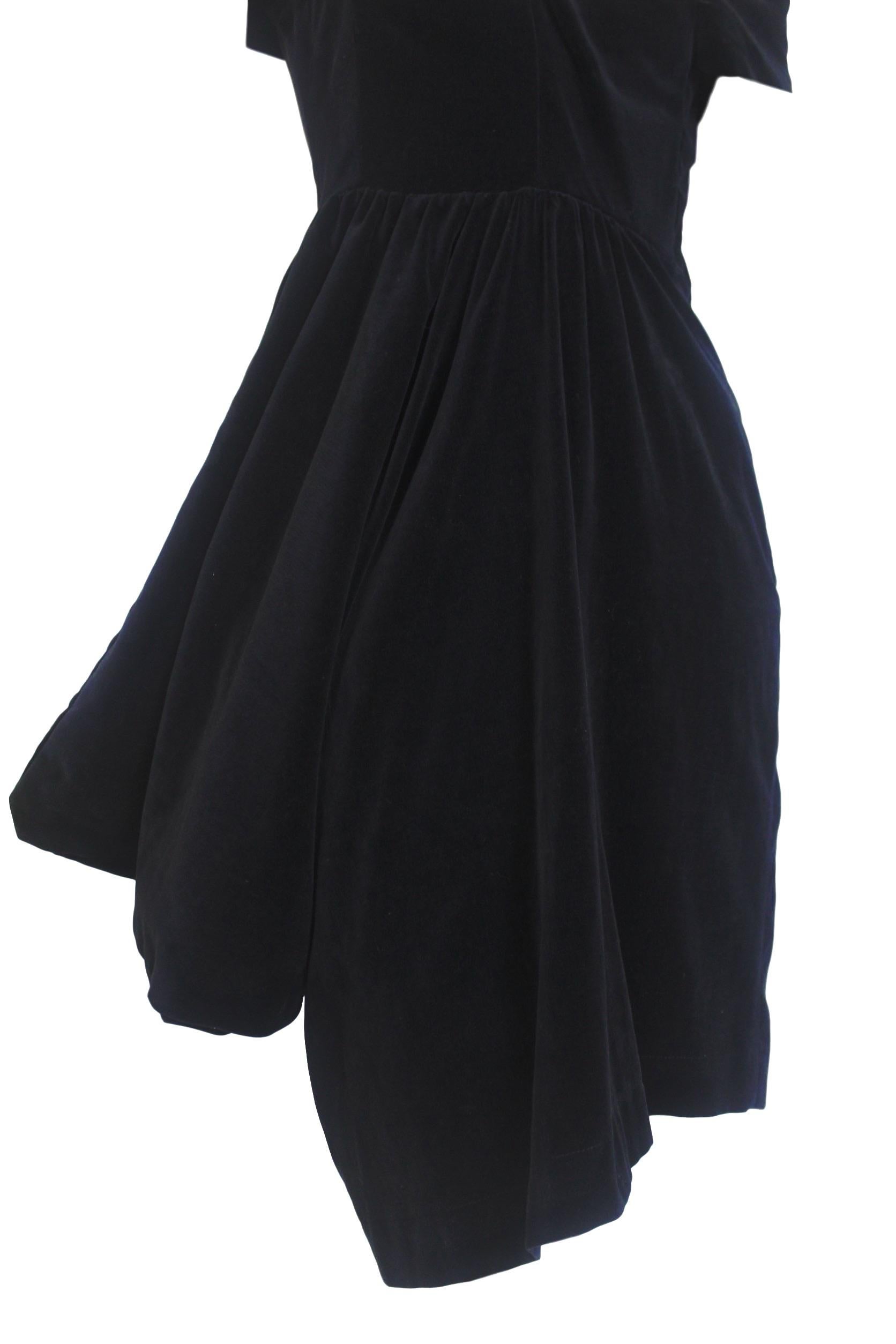 Comme des Garcons Noir Vintage  SS 1989 Dior Esque Cotton Velvet Dress  For Sale 7