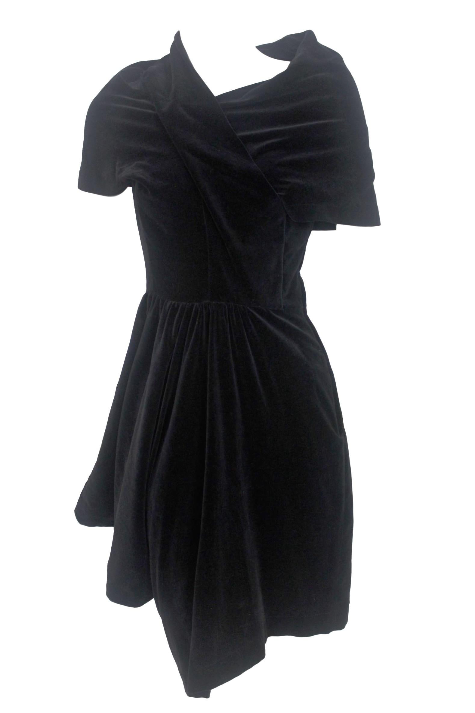 Comme des Garcons Noir Vintage  SS 1989 Dior Esque Cotton Velvet Dress  For Sale 8