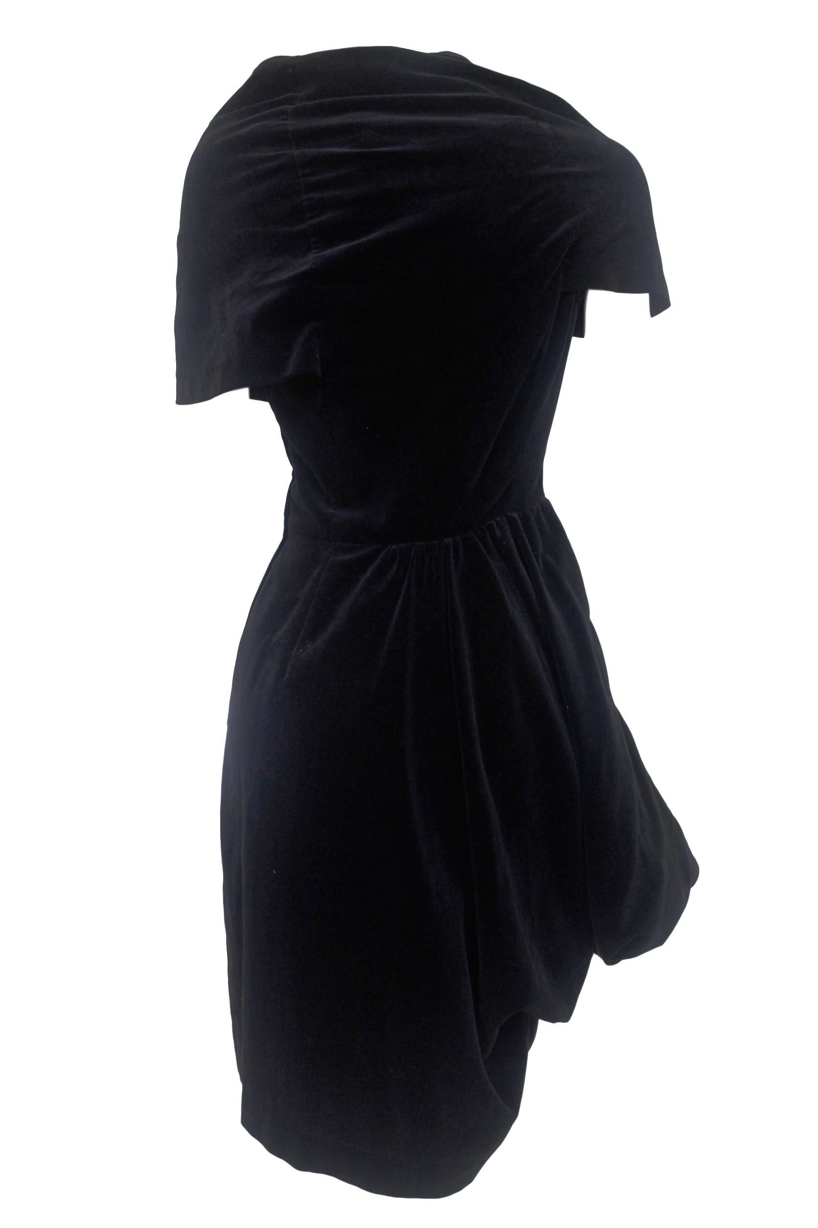 Comme des Garcons Noir Vintage  SS 1989 Dior Esque Cotton Velvet Dress  For Sale 9