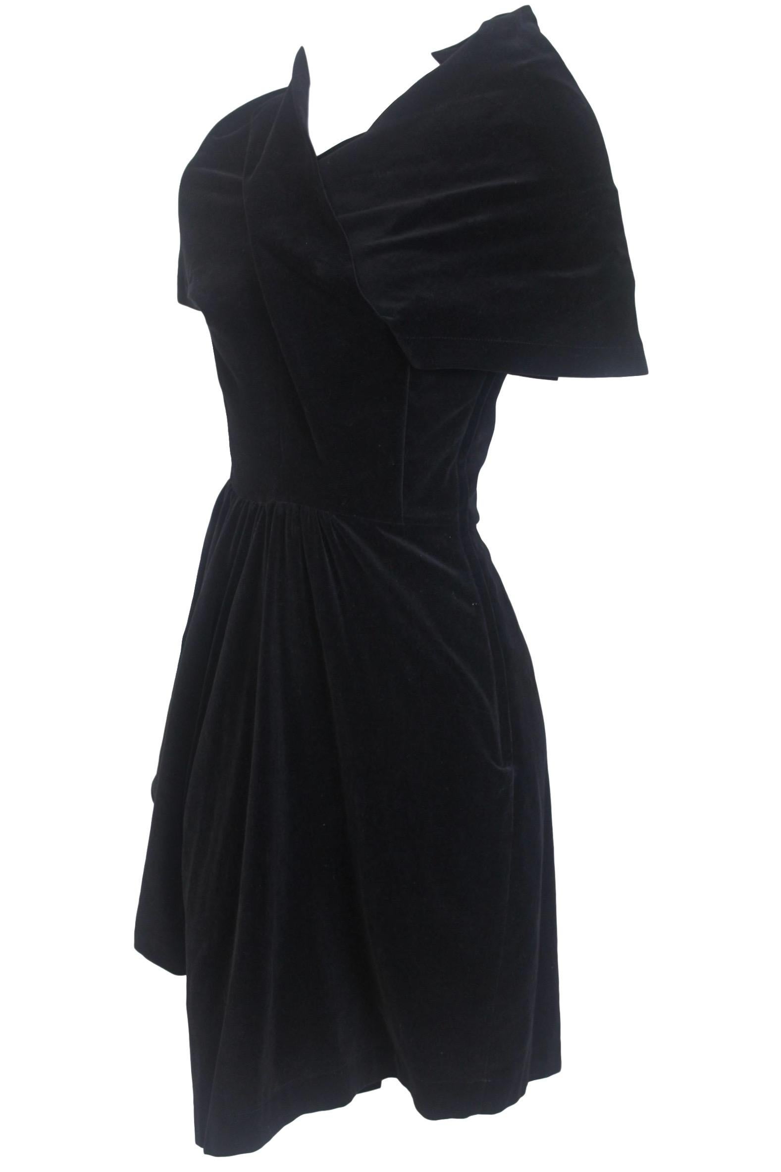 Black Comme des Garcons Noir Vintage  SS 1989 Dior Esque Cotton Velvet Dress  For Sale