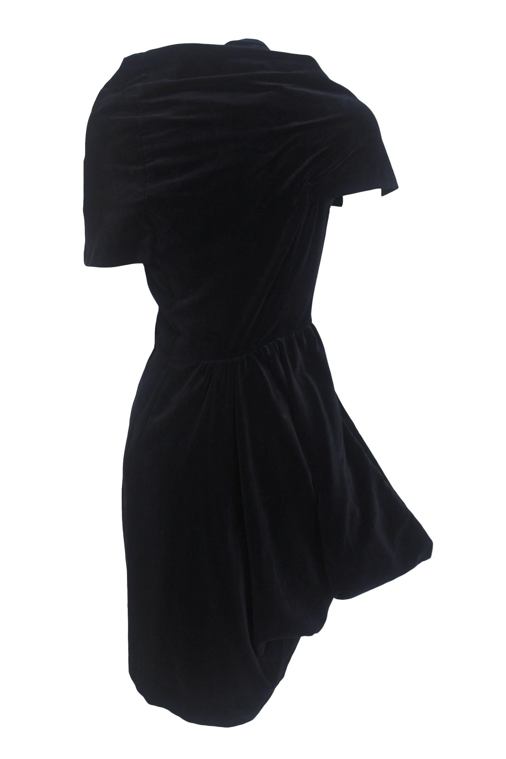 Comme des Garcons Noir Vintage  SS 1989 Dior Esque Cotton Velvet Dress  In Good Condition For Sale In Bath, GB