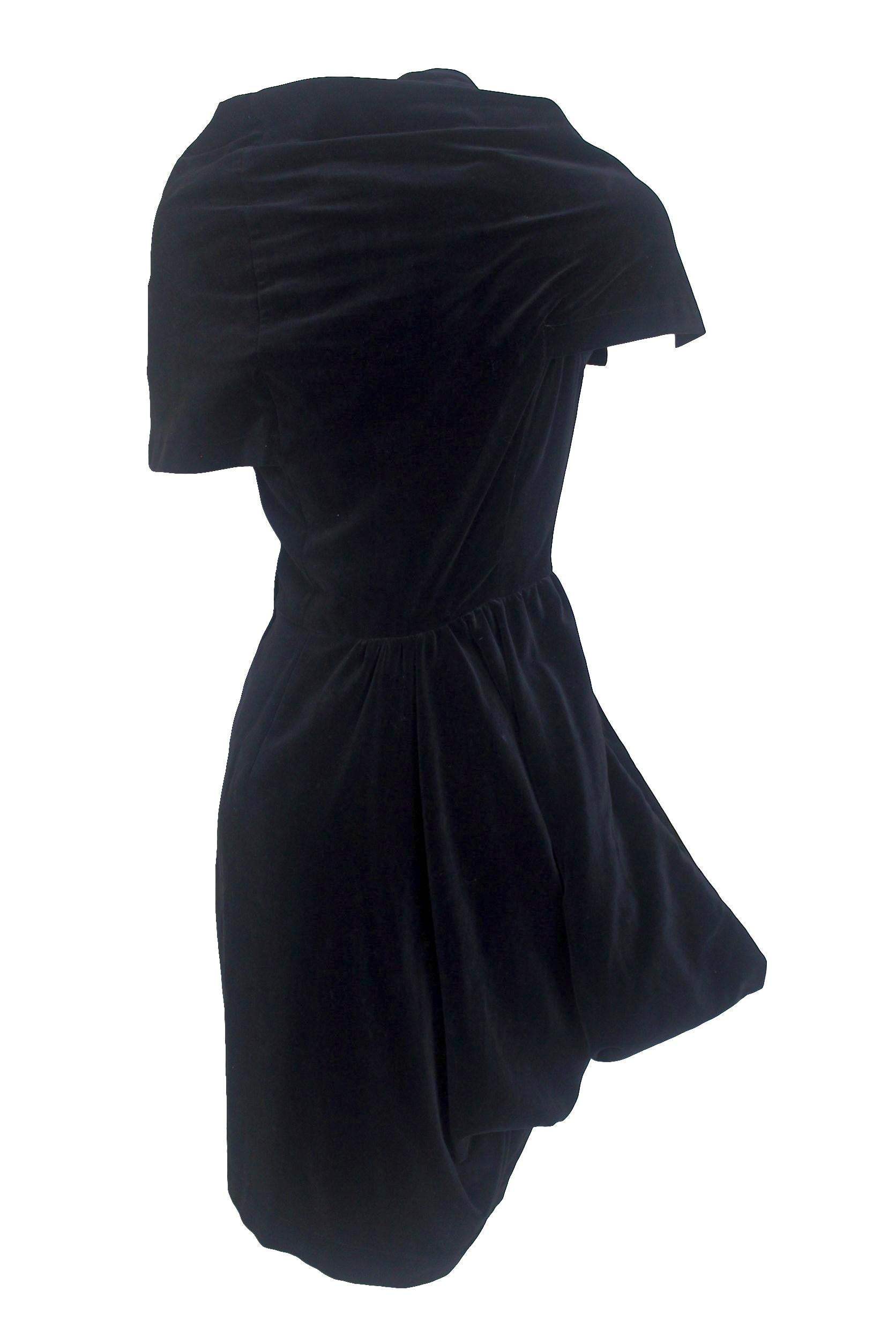 Women's Comme des Garcons Noir Vintage  SS 1989 Dior Esque Cotton Velvet Dress  For Sale