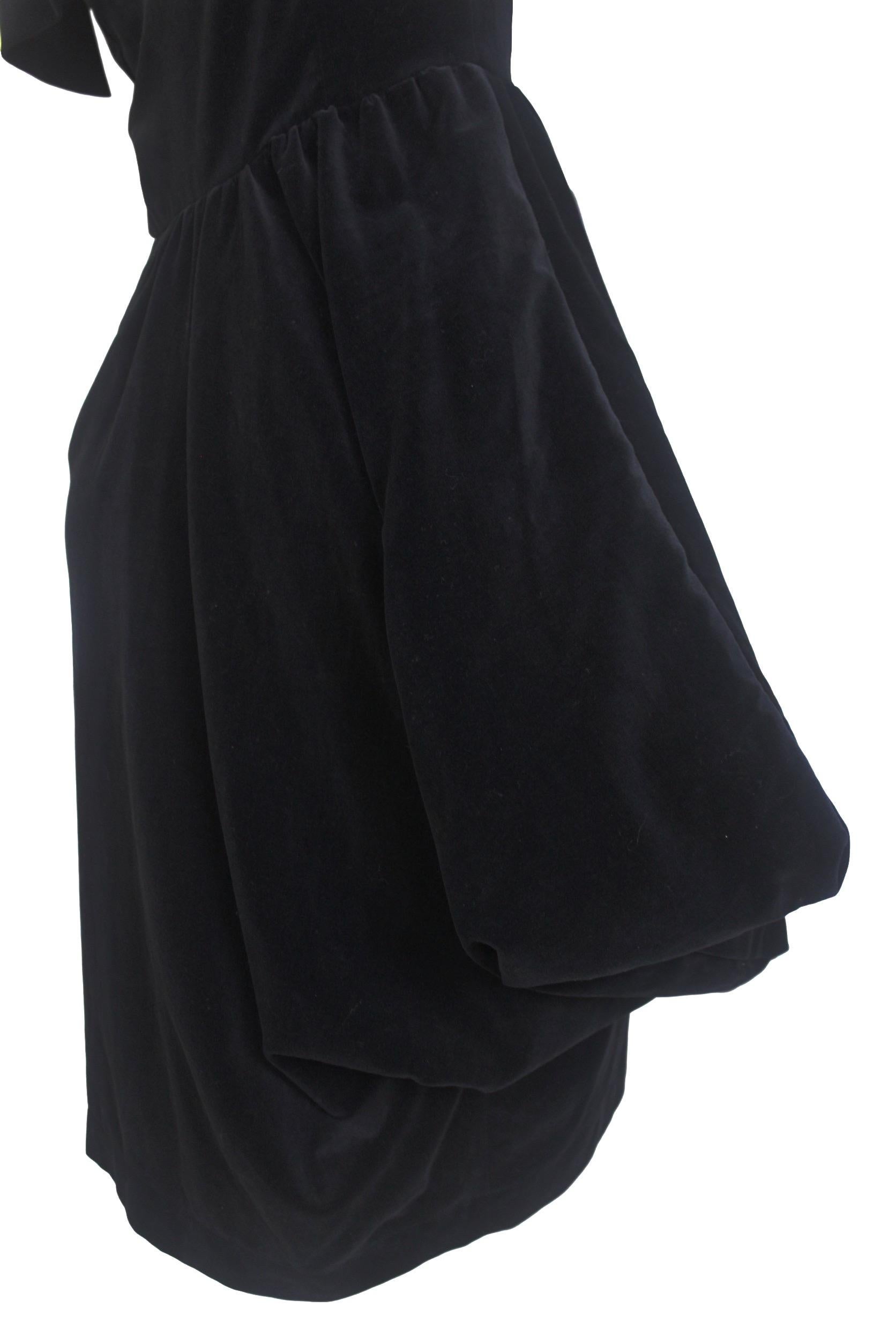 Comme des Garcons Noir Vintage  SS 1989 Dior Esque Cotton Velvet Dress  For Sale 1