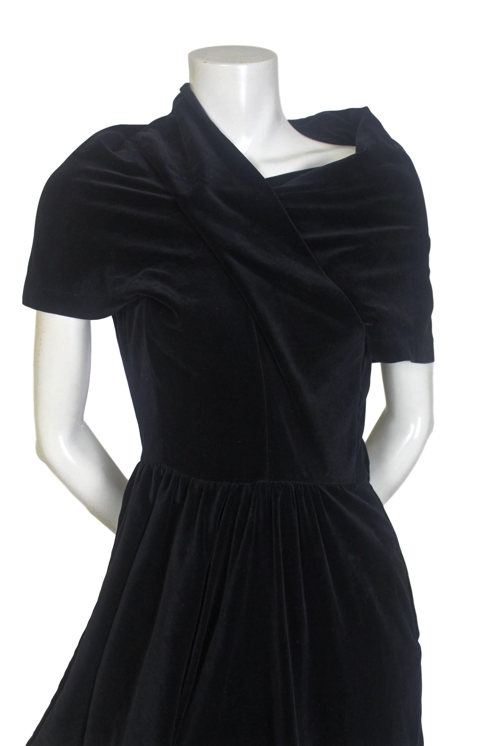 Comme des Garcons Noir Vintage  SS 1989 Dior Esque Cotton Velvet Dress  For Sale 2