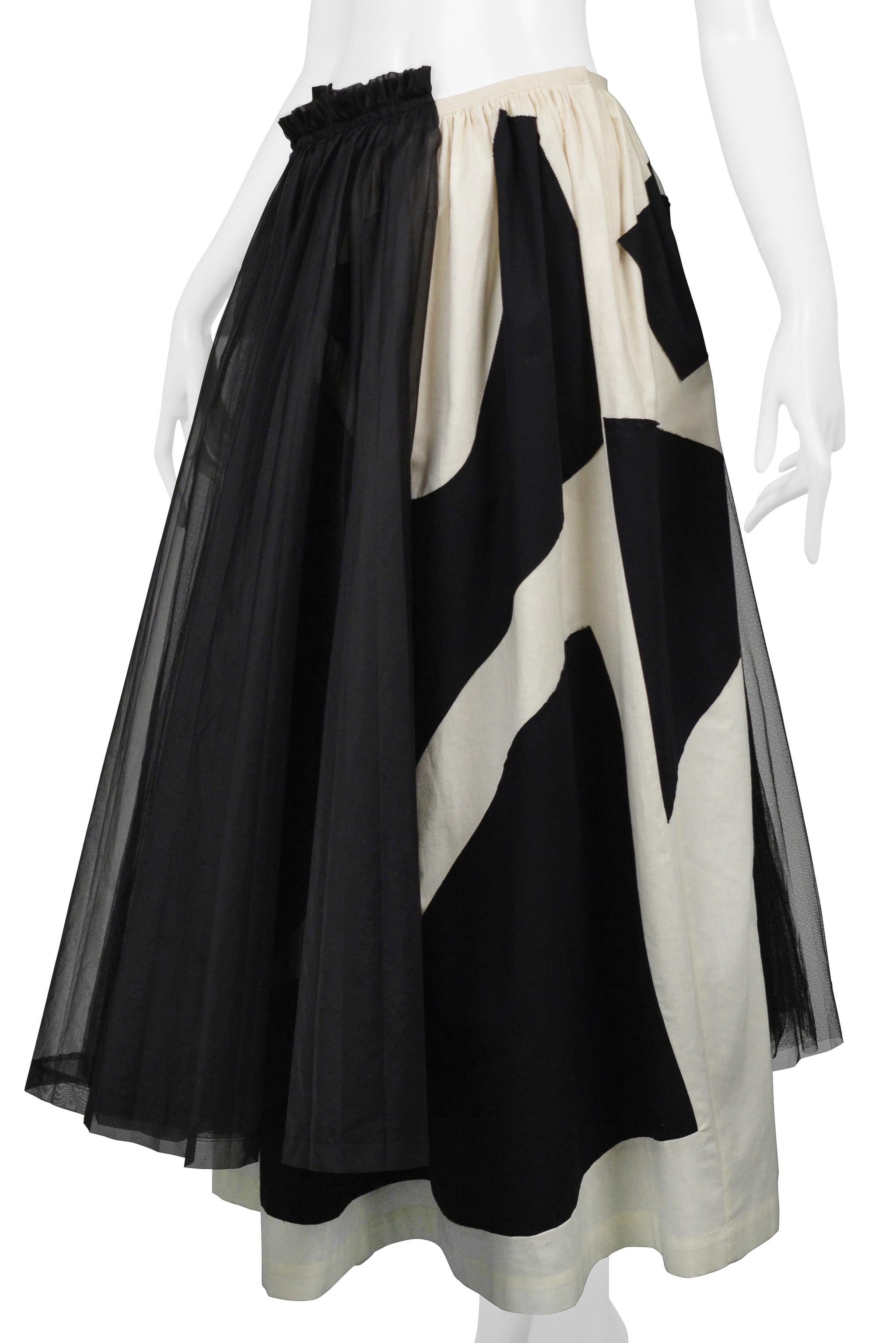 Comme Des Garcons Off-White & Black Abstract Skirt With Black Tulle 2002 For Sale 2