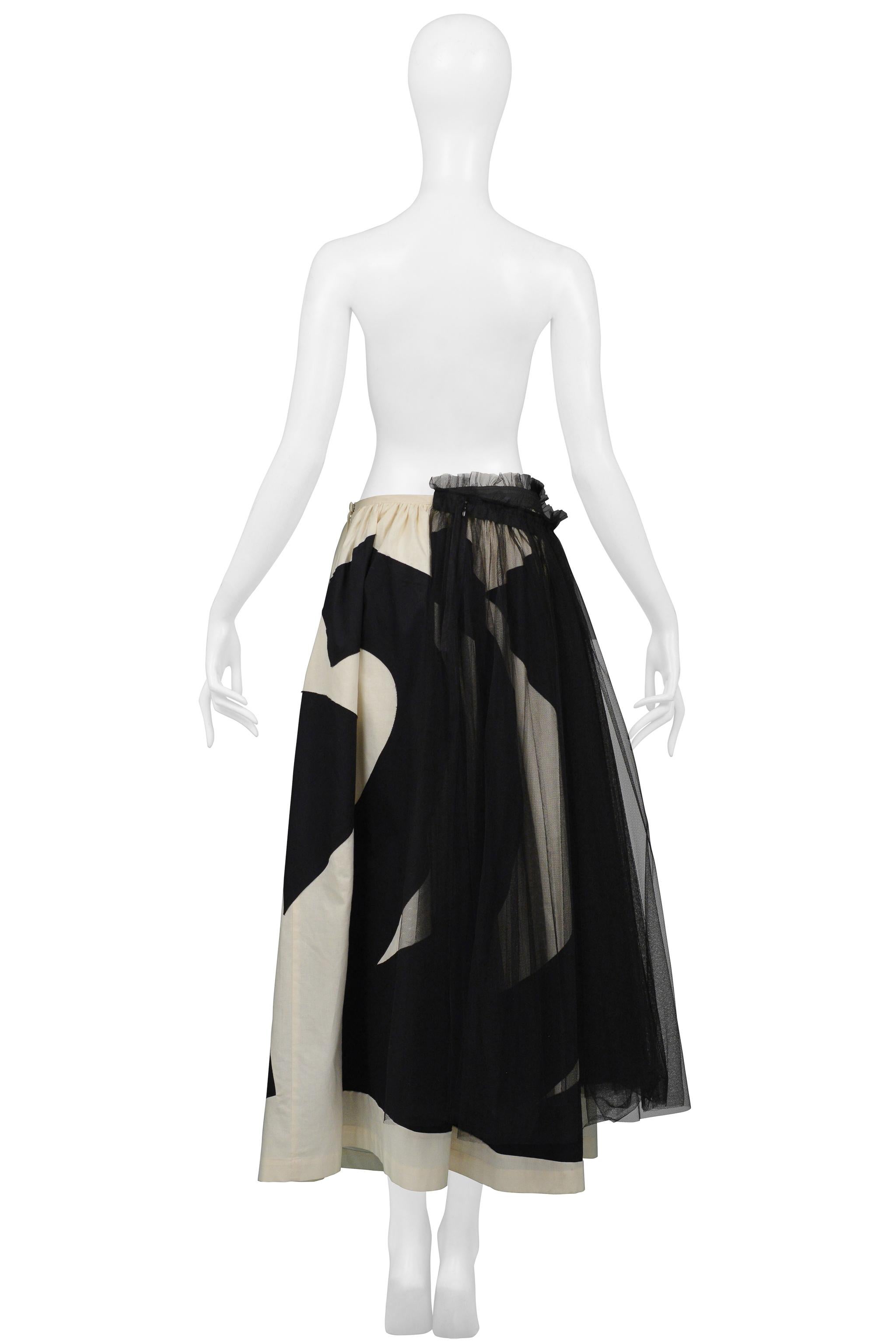 Comme Des Garcons Off-White & Black Abstract Skirt With Black Tulle 2002 For Sale 3