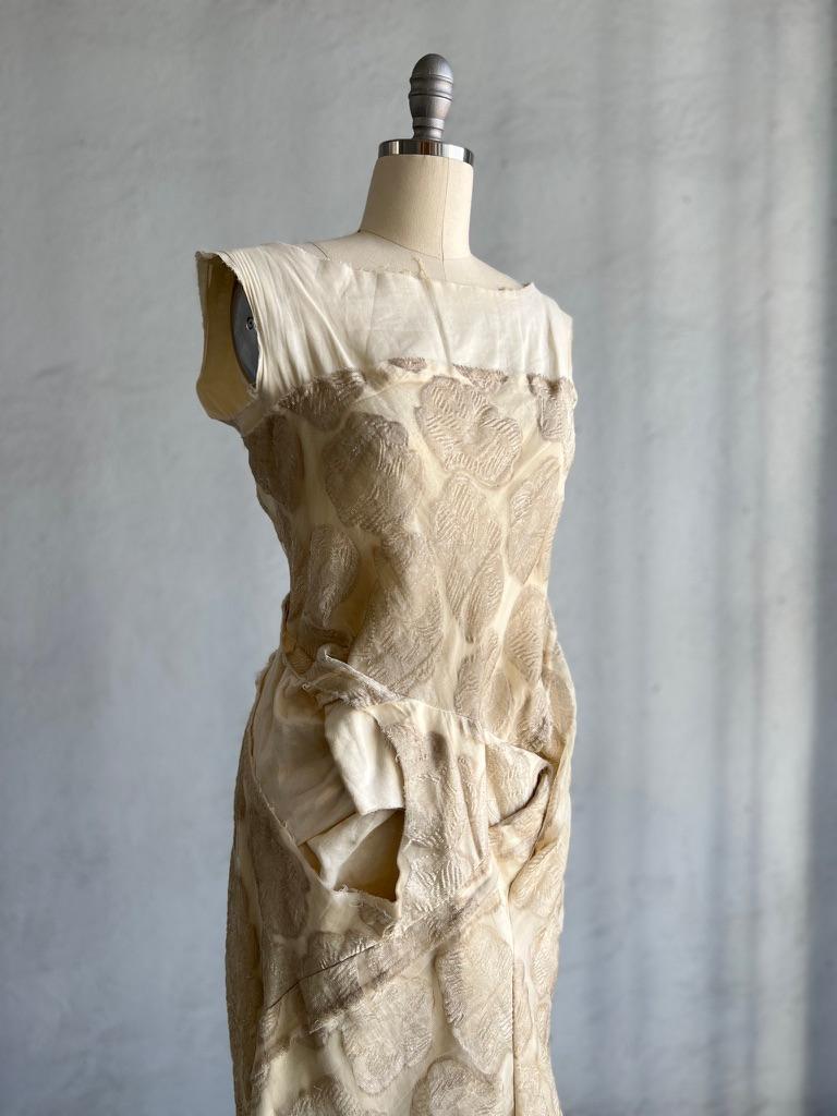 Comme Des Garcons Off-White - abito vintage floreale e di mussola decostruito 1997 in vendita 6