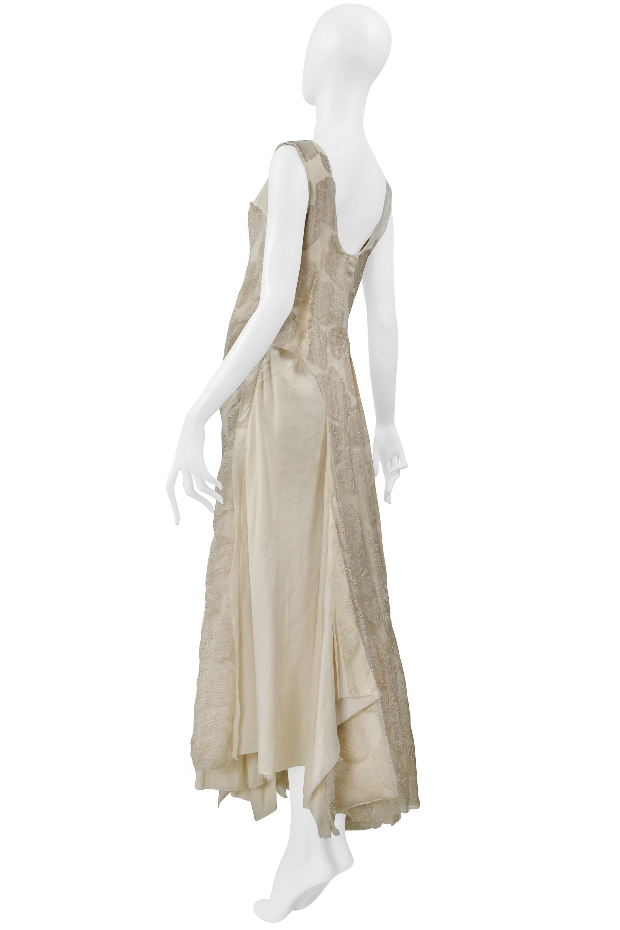 Comme Des Garcons Off-White - abito vintage floreale e di mussola decostruito 1997 in vendita 7