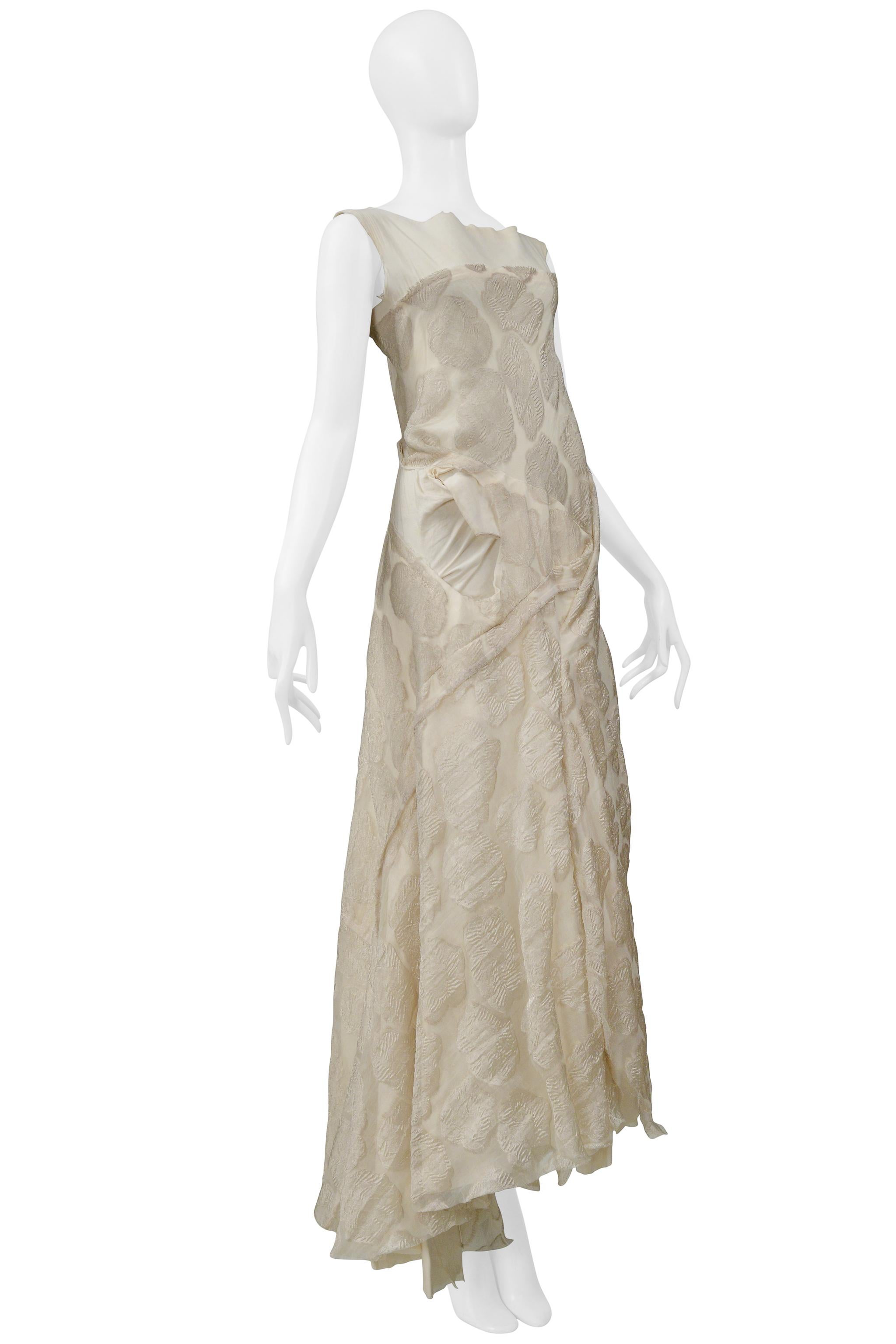 Comme Des Garcons Off-White - abito vintage floreale e di mussola decostruito 1997 in vendita 9