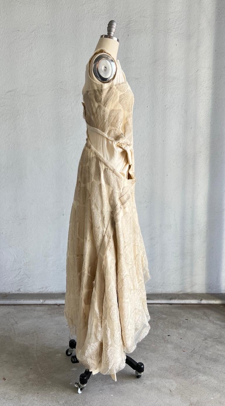 Comme Des Garcons Off-White - abito vintage floreale e di mussola decostruito 1997 in vendita 2