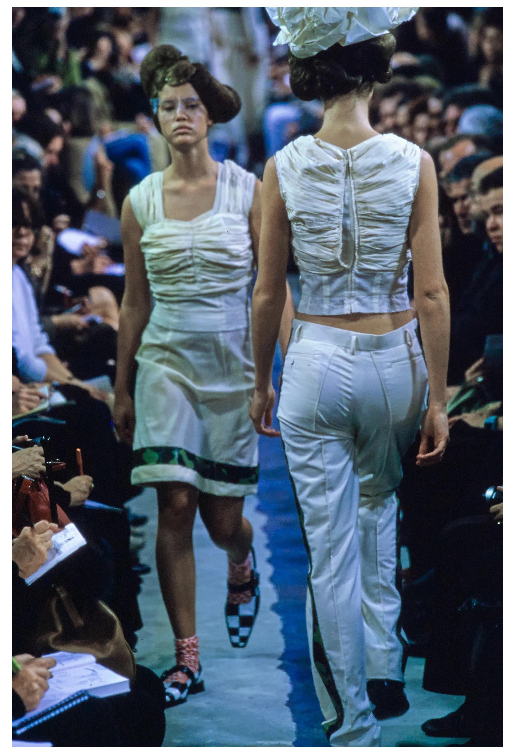 Resurrection Vintage is excited to offer a vintage Comme des Garçons off-white pattern maker's muslin corset top from the 2001 