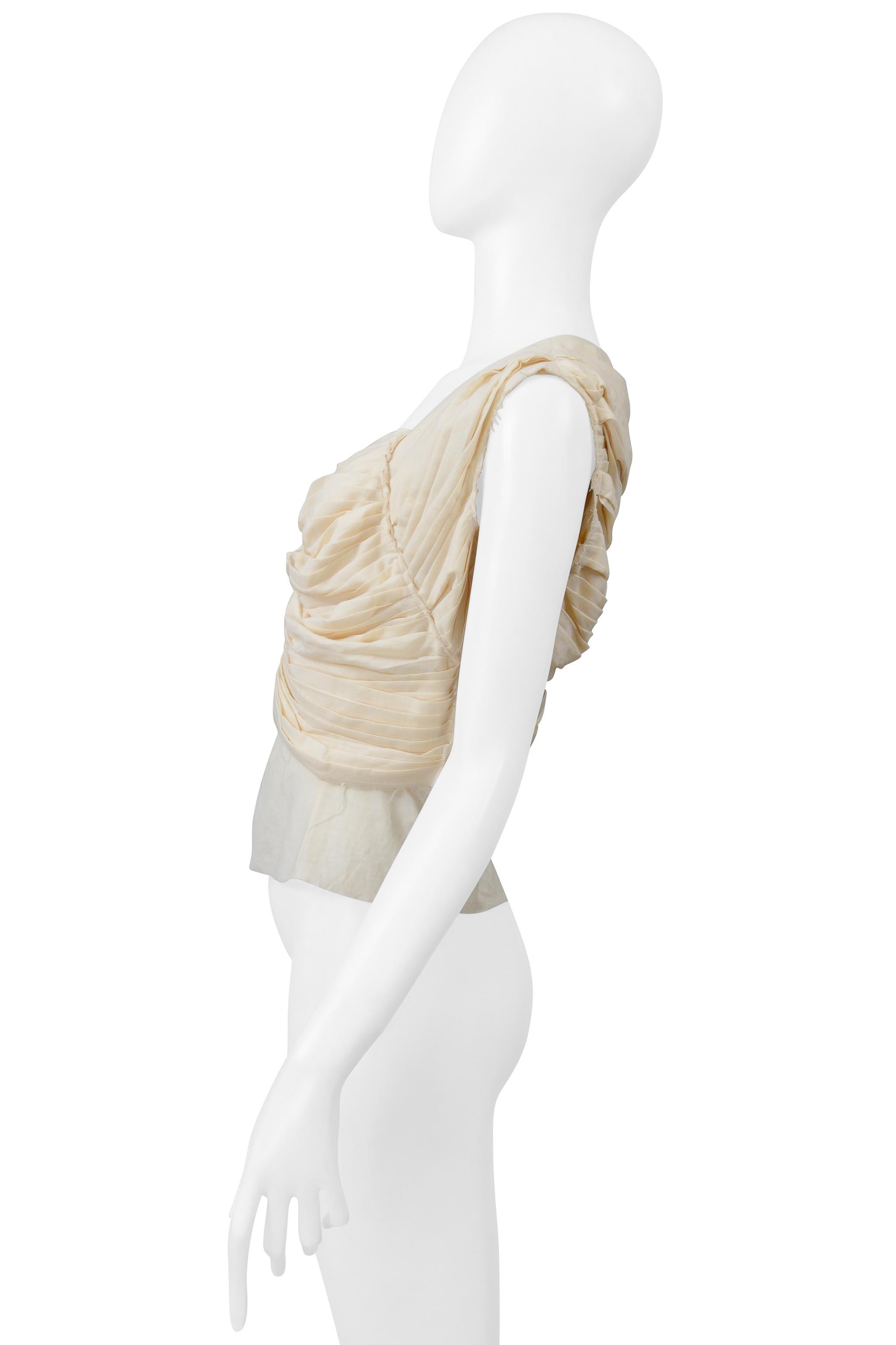 Women's Comme Des Garcons Optical Shock Off-White  Ruched Corset Top 2001 For Sale