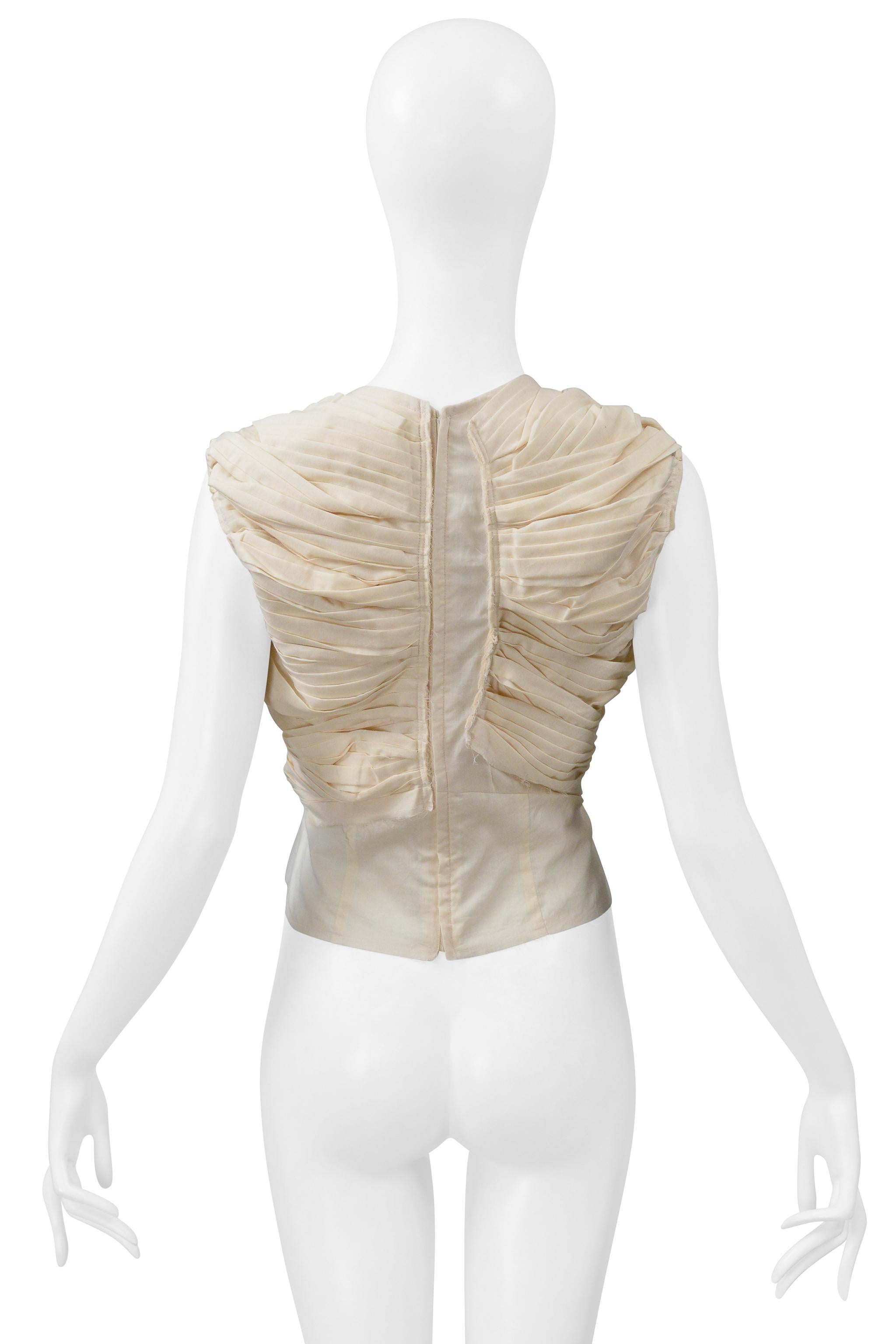 Comme Des Garcons Optical Shock Off-White  Ruched Corset Top 2001 For Sale 1