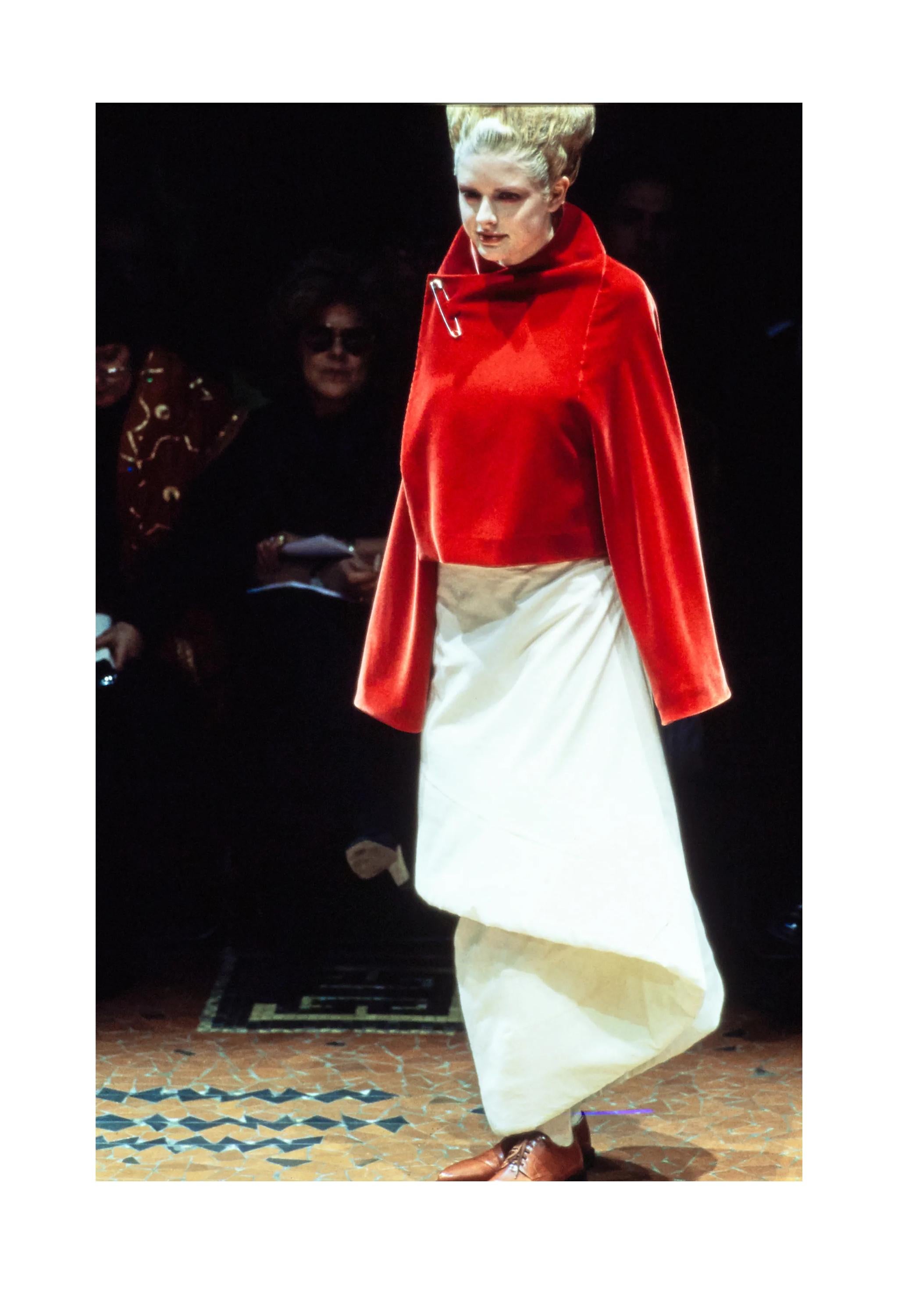 Comme Des Garcons Orange Red Floral Velvet Jacket 1996 In Excellent Condition In Los Angeles, CA