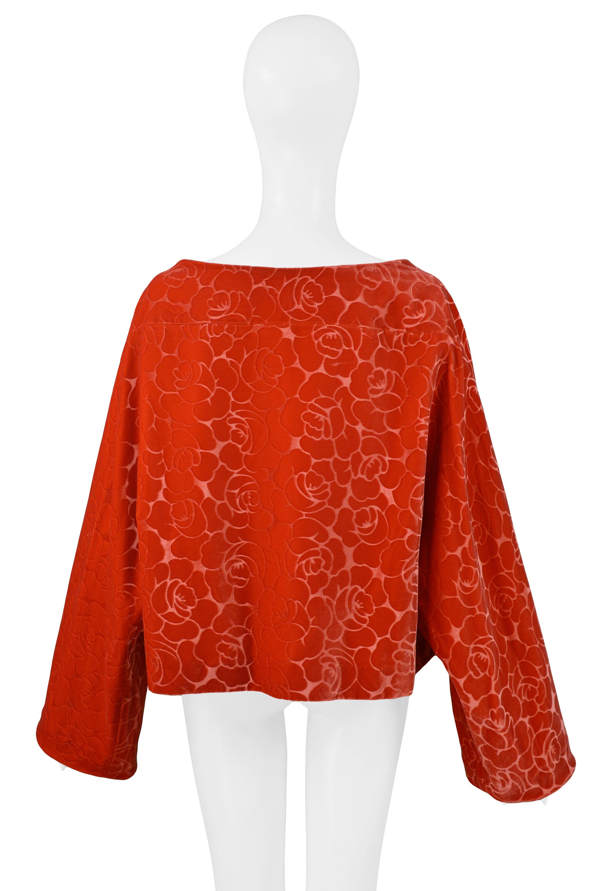 Comme Des Garcons Orange Red Floral Velvet Jacket 1996 1
