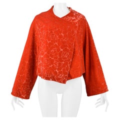 Comme Des Garcons Orange Red Floral Velvet Jacket 1996