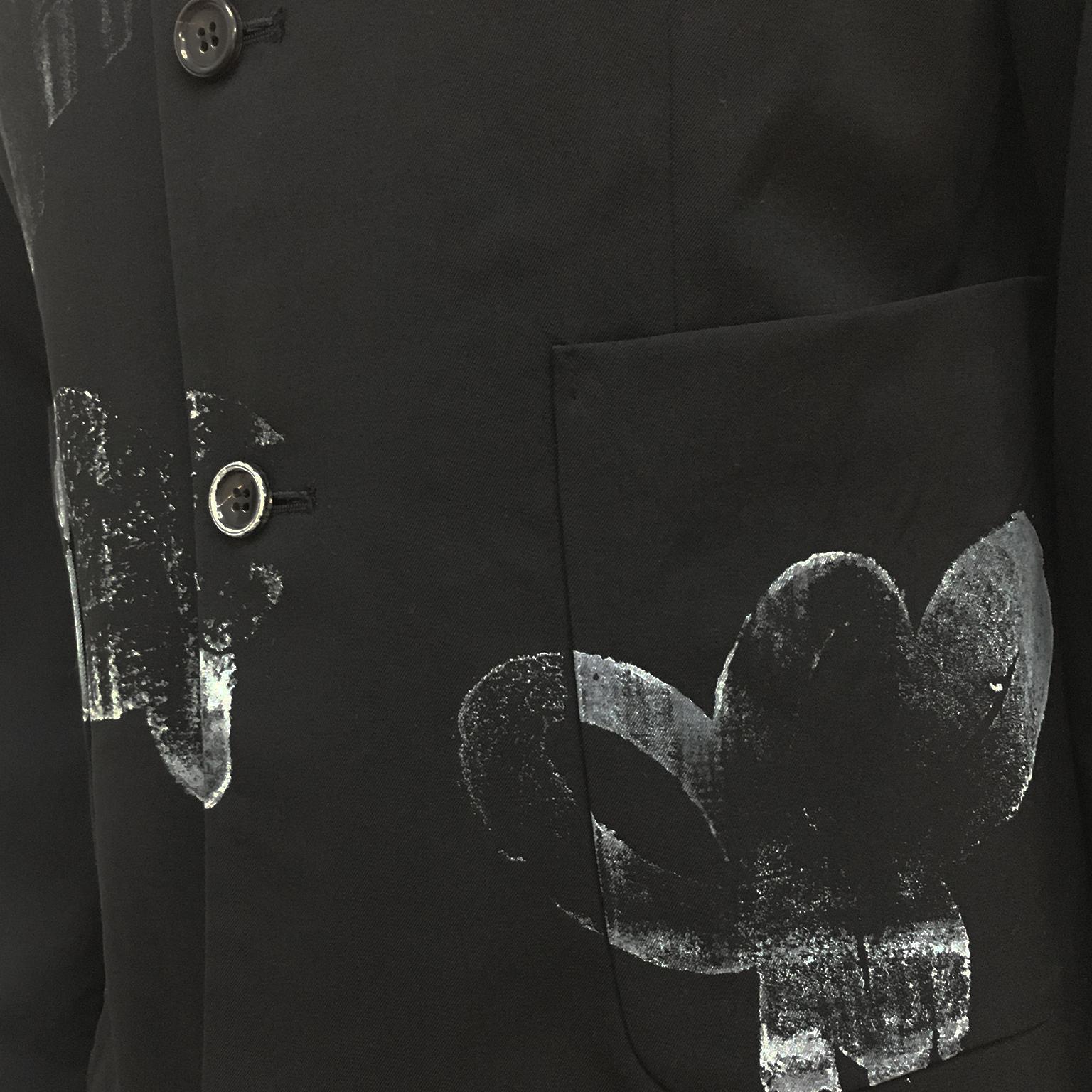 Comme des Garcons Painted Gabardine Black Suit AD 1995 For Sale 4
