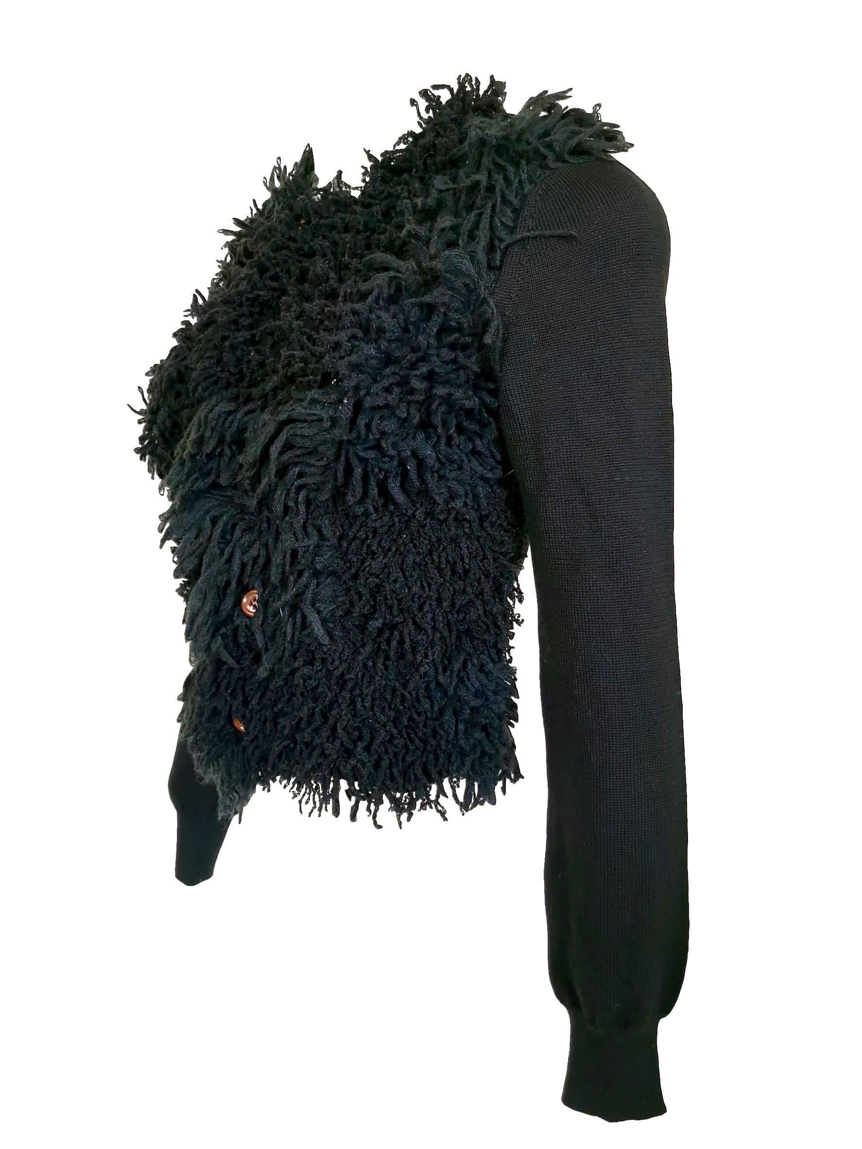 Black Comme des Garcons Patchwork Front Cardigan 2002 For Sale