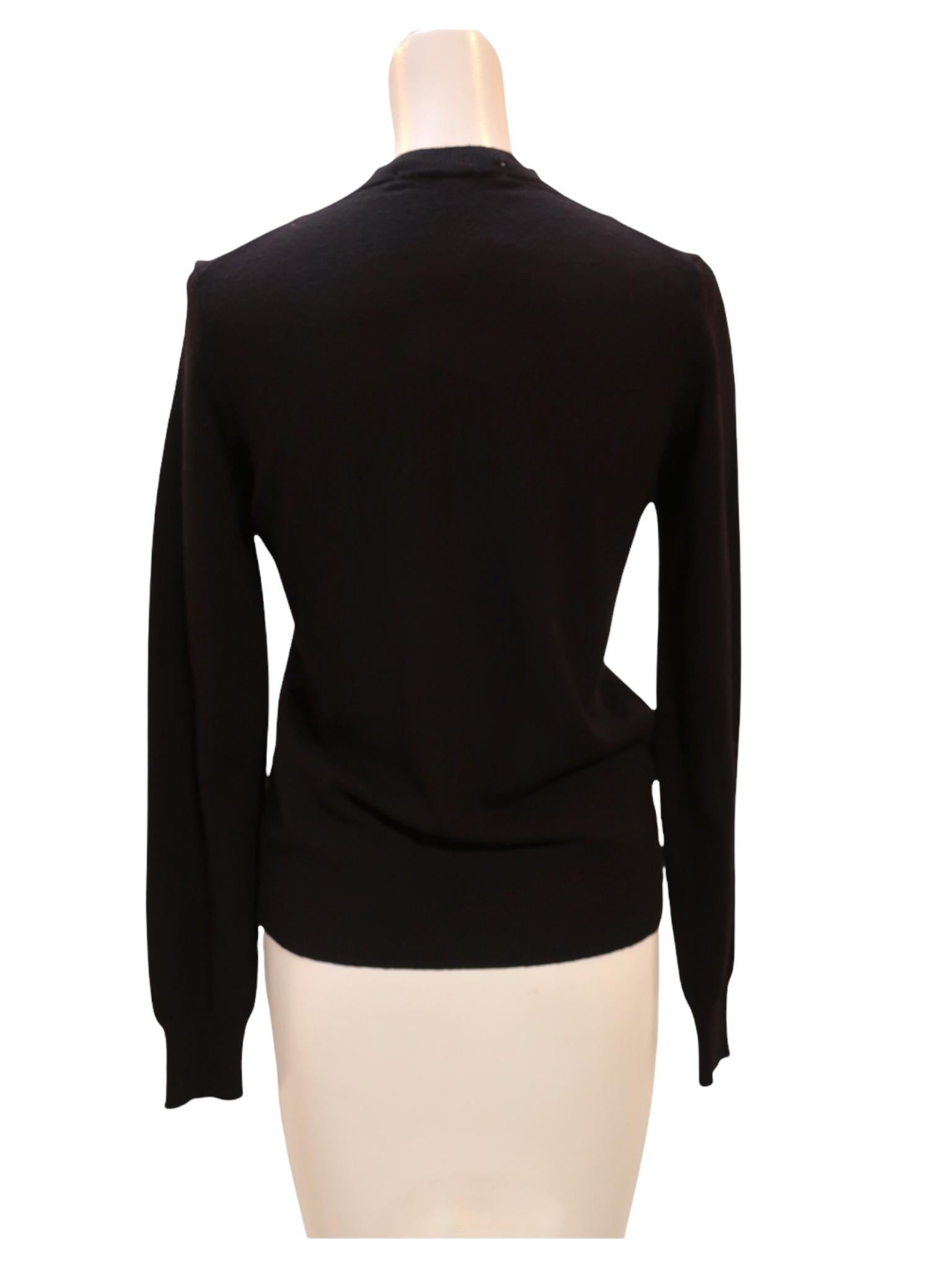 BLACK Comme des Garçons Perlen- und kristallverzierter schwarzer Pullover mit Rundhalsausschnitt Damen im Angebot