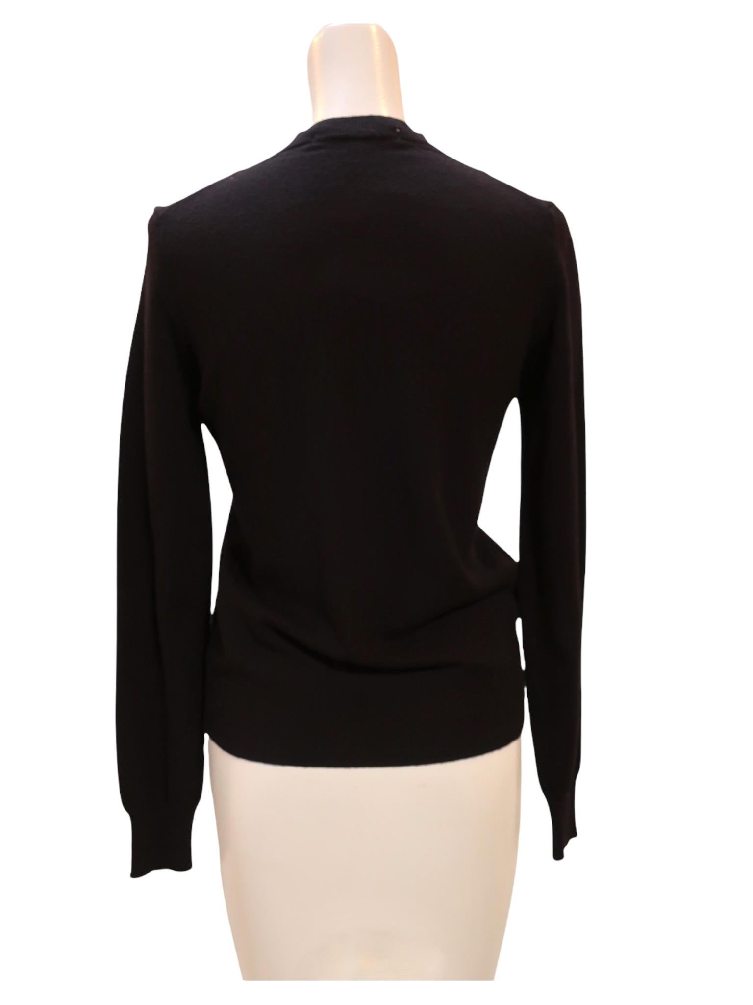 Comme des Garçons - Pull noir à col rond orné de perles et de cristaux Pour femmes en vente