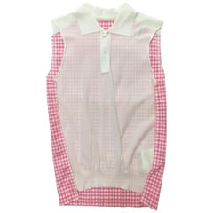 Used Comme des Garcons Pink & White Tank Blouse AD 2005