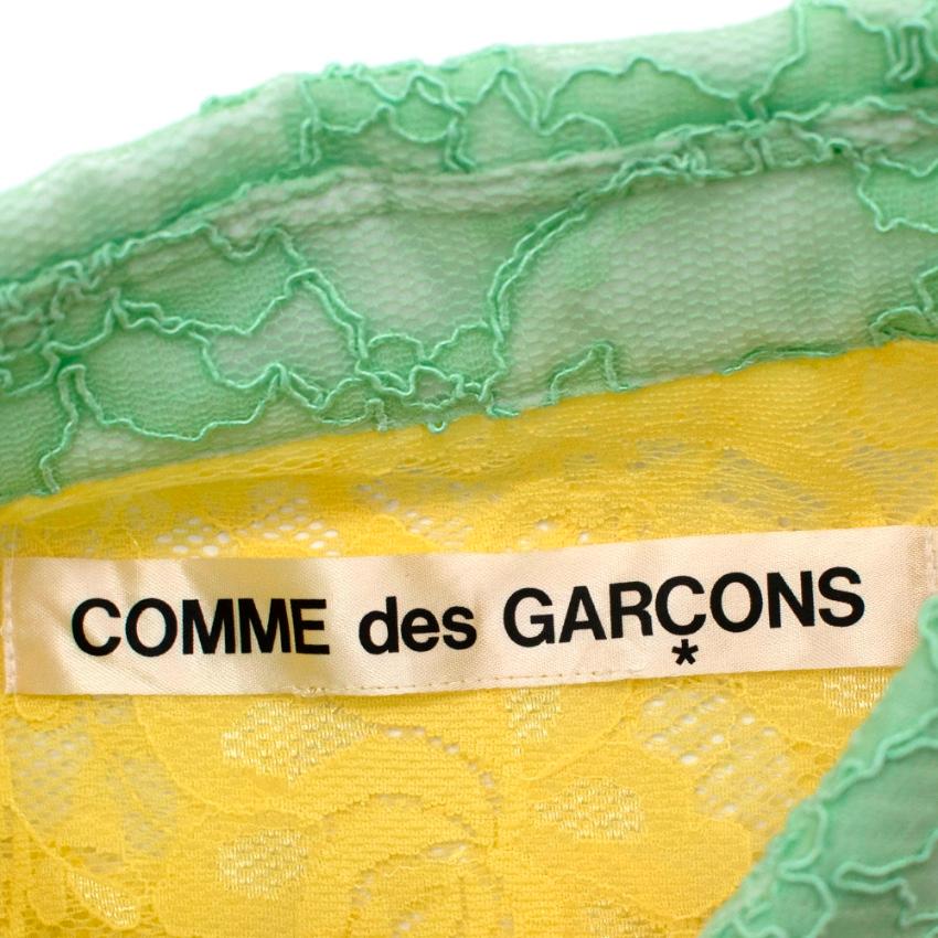 Comme des Garcons Pink Yellow & Green Lace Sheer Blouse - Size Estimated M For Sale 1
