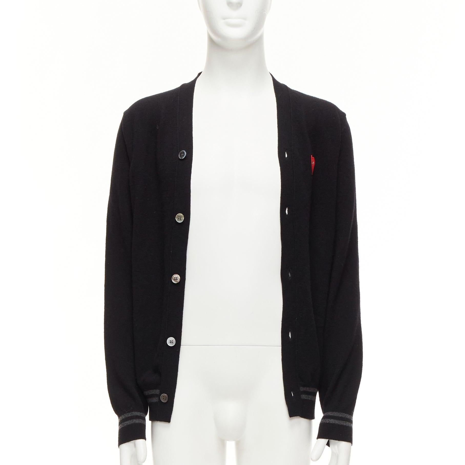 Black COMME DES GARCONS PLAY 2006 100% wool black heart logo cardigan M