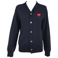 Comme des Garcons Play Dark Navy Blue Cardigan Sweater with Heart 