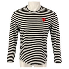 COMME des GARCONS PLAY Size L Black White Stripe Cotton Long Sleeve T-shirt