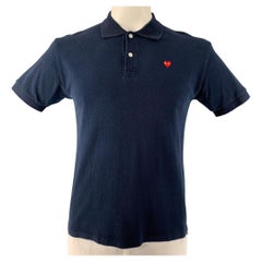 COMME des GARCONS PLAY Size L Navy Embroidery Cotton Buttoned Polo