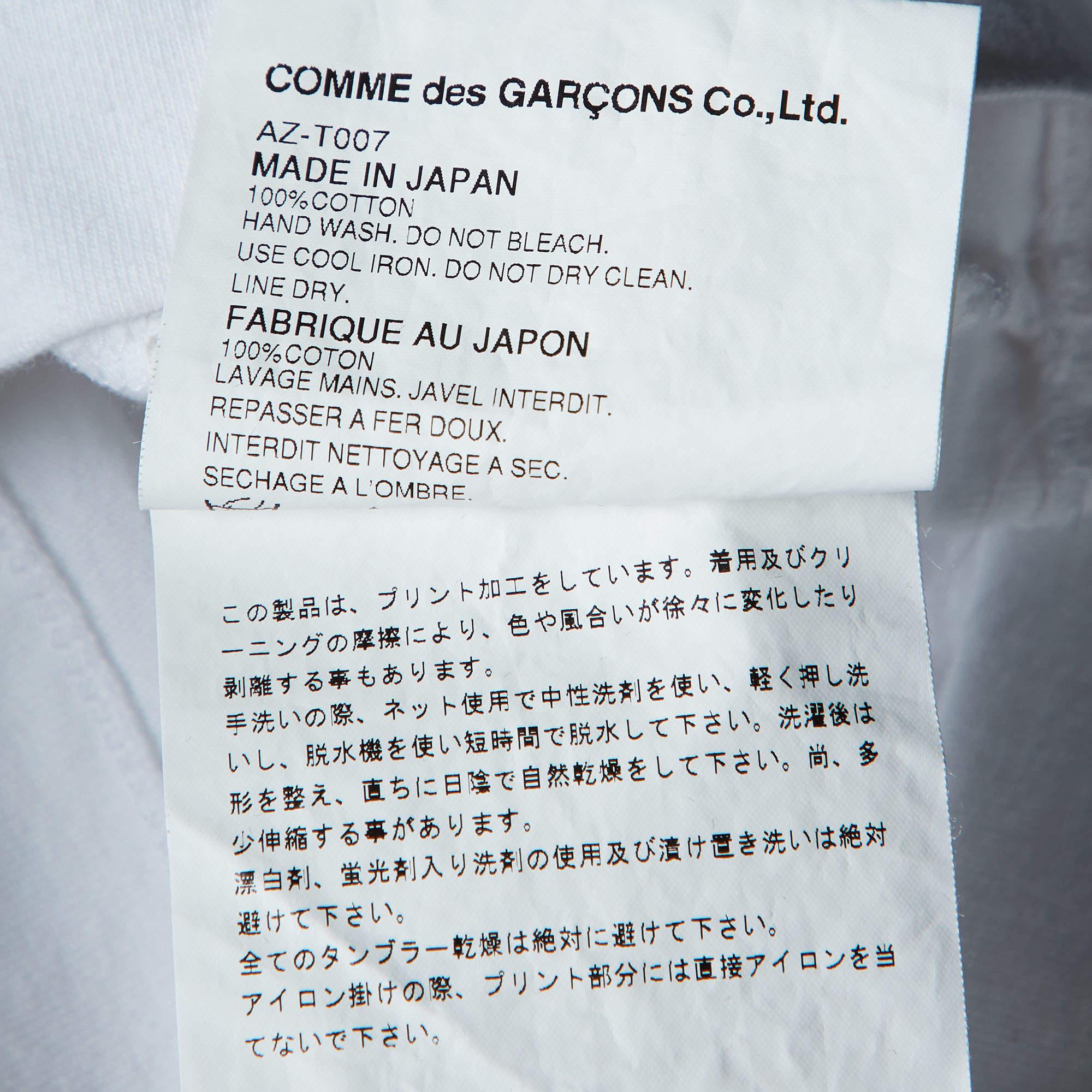 Donna Comme Des Garcons Play White Logo Print Cotton Crew Neck T-Shirt L in vendita