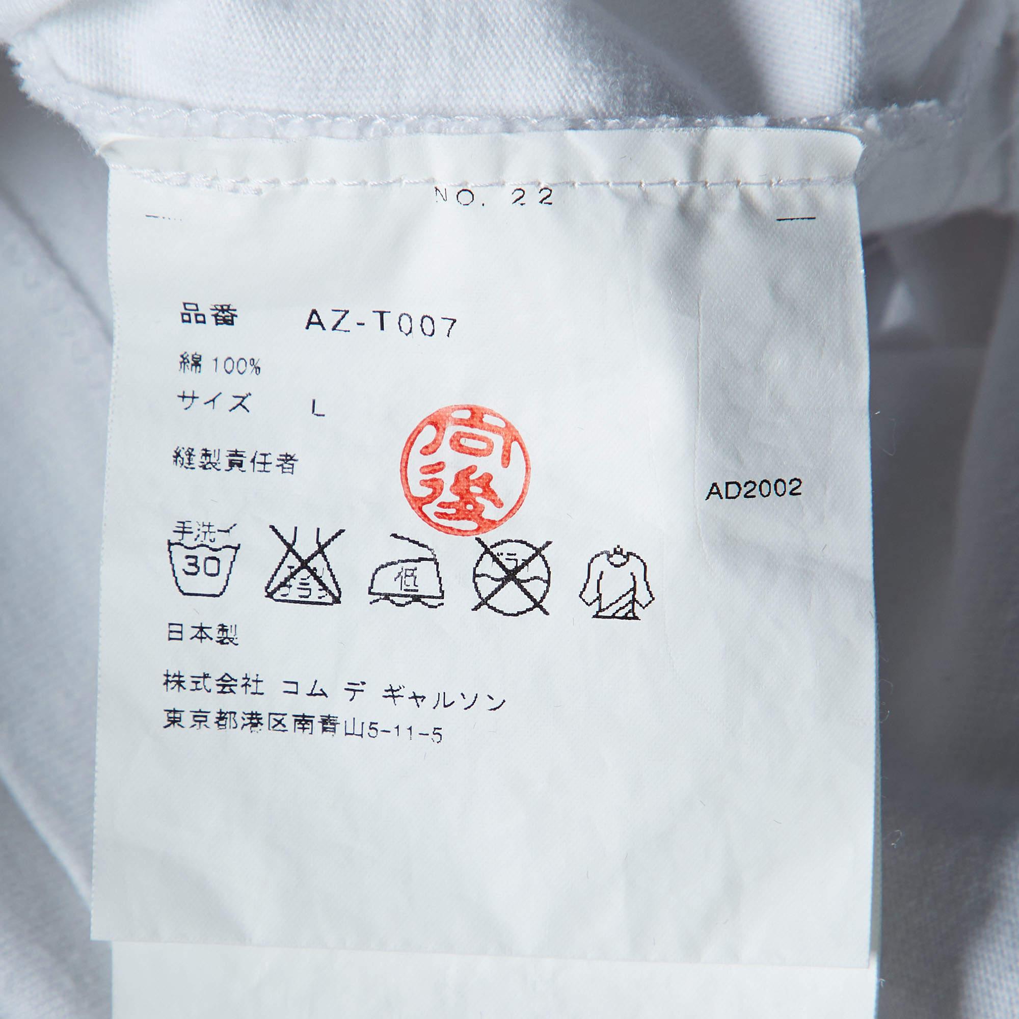Comme Des Garcons Play White Logo Print Cotton Crew Neck T-Shirt L in vendita 1